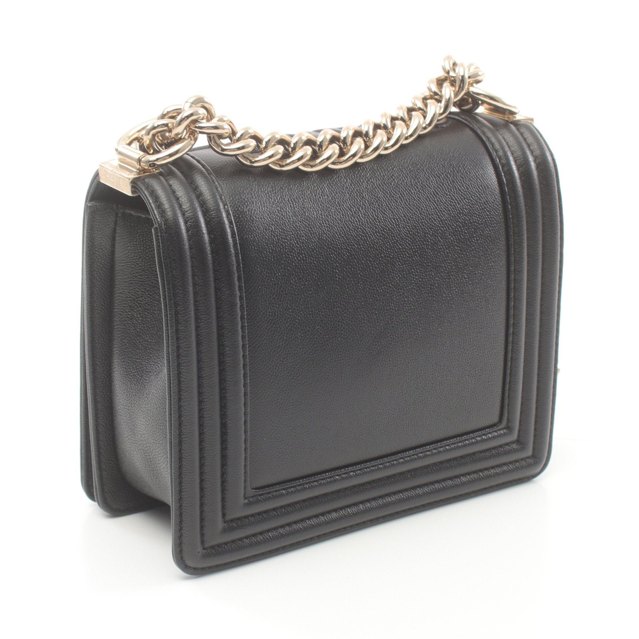 Chanel Chanel Boy Chanel Chain Shoulder Bag Leather Black Gold Hardware Size ONE SIZE - 2 Thumbnail