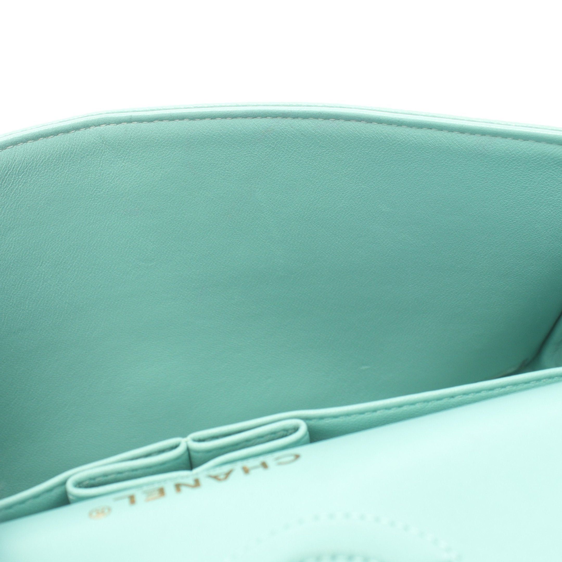 Chanel Chanel Matelasse Double Flap Chain Shoulder Bag Caviar Skin Turquoise Blue Gold Hardware Size ONE SIZE - 8 Thumbnail