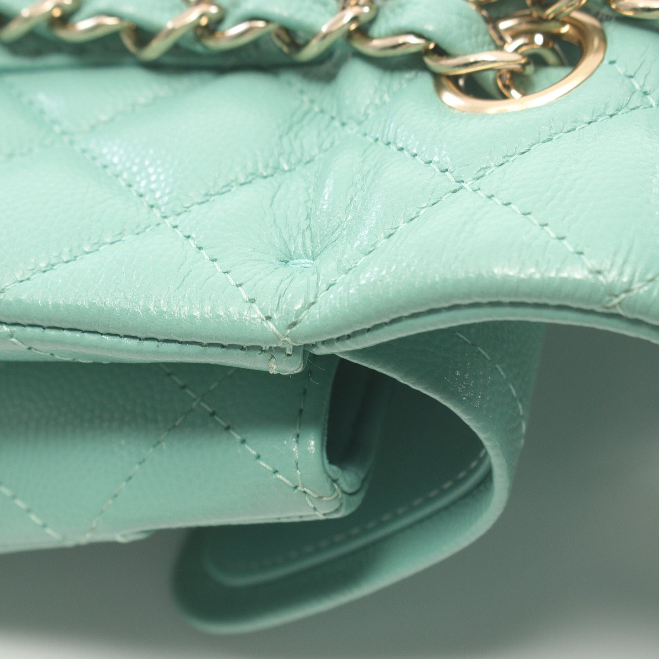 Chanel Chanel Matelasse Double Flap Chain Shoulder Bag Caviar Skin Turquoise Blue Gold Hardware Size ONE SIZE - 9 Thumbnail