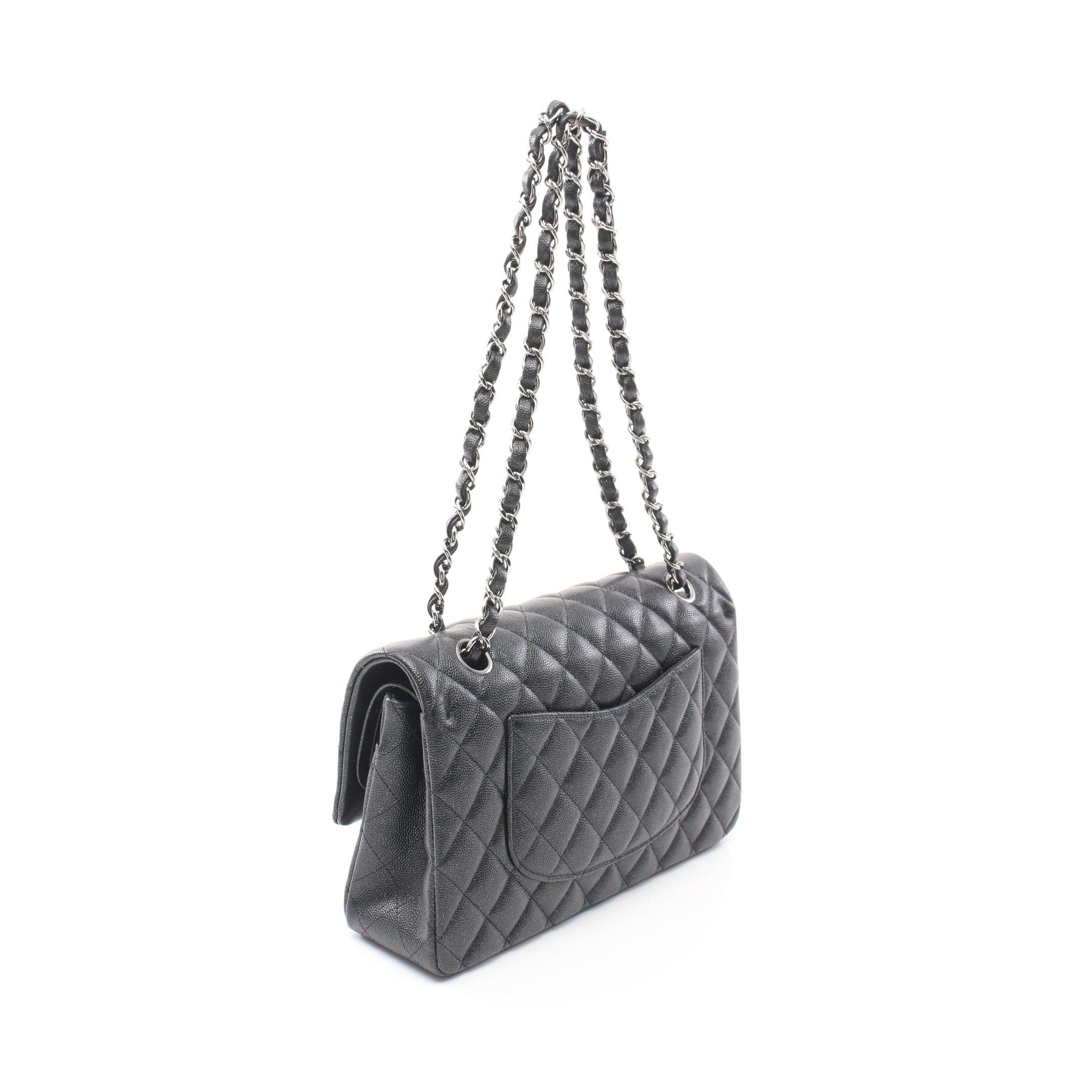 Chanel Chanel Matelasse Double Flap Chain Shoulder Bag Caviar Skin Black Silver Hardware Size ONE SIZE - 2 Thumbnail