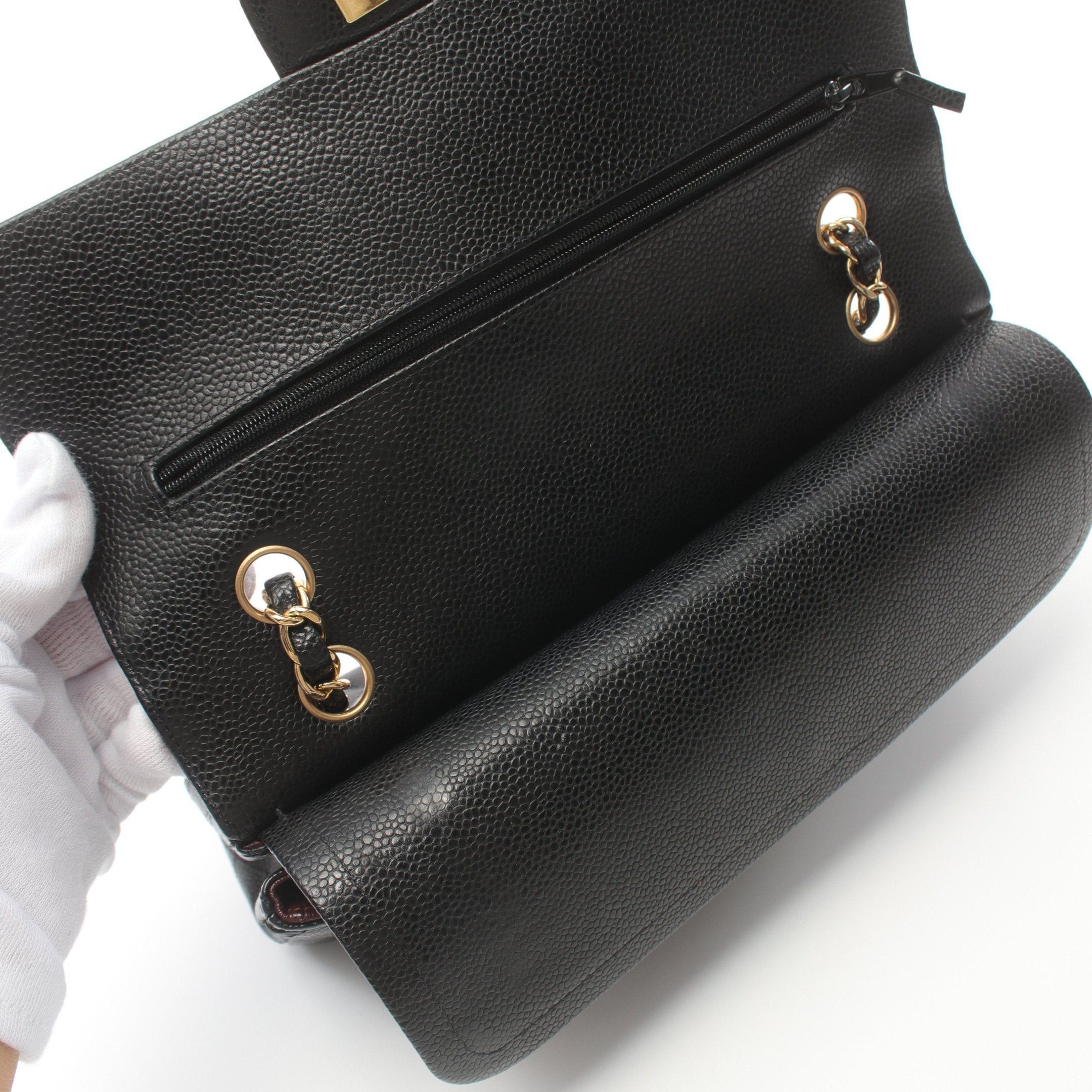 Chanel Chanel Matelasse Double Flap Chain Shoulder Bag Caviar Skin Black Gold Hardware Size ONE SIZE - 7 Thumbnail