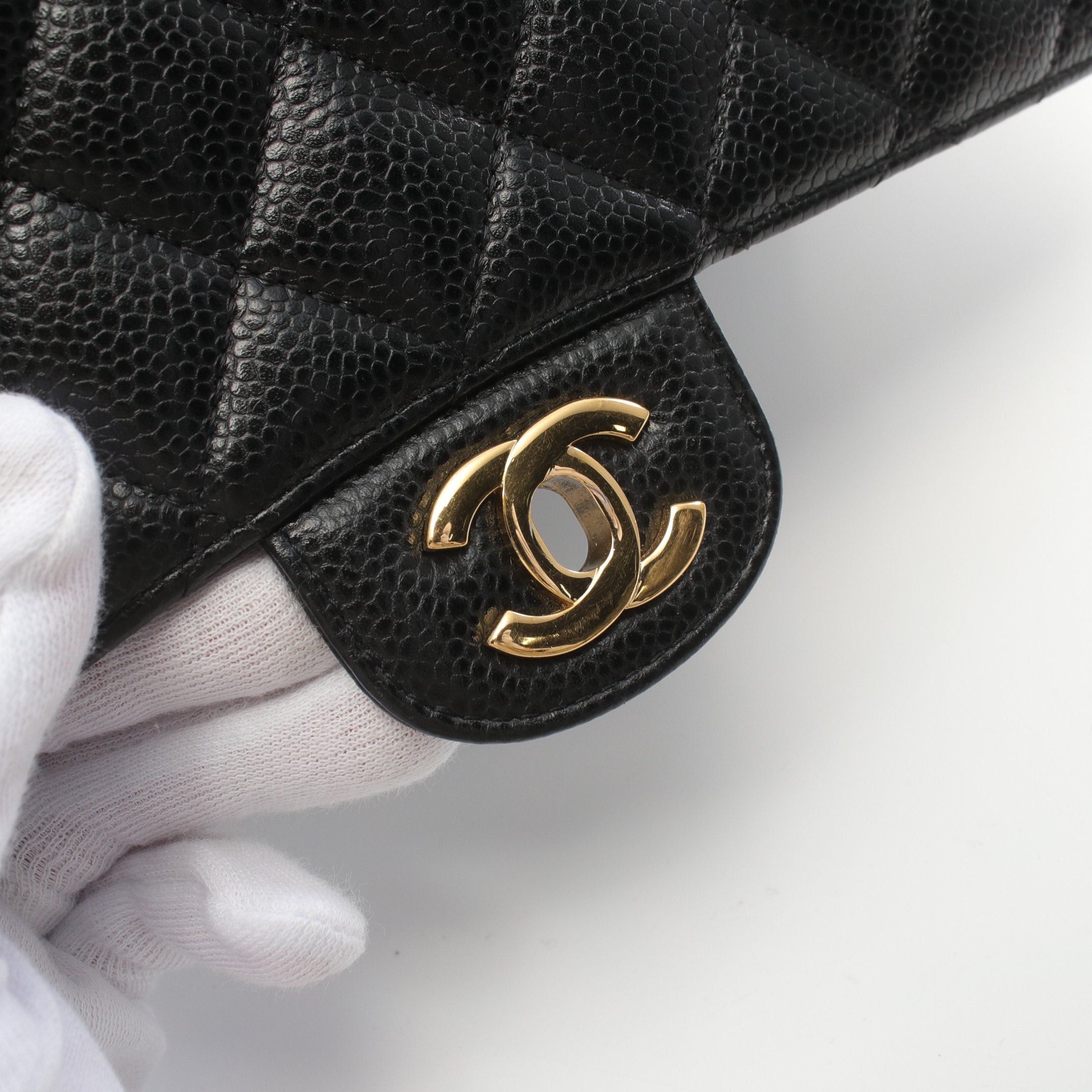 Chanel Chanel Matelasse Double Flap Chain Shoulder Bag Caviar Skin Black Gold Hardware Size ONE SIZE - 9 Thumbnail