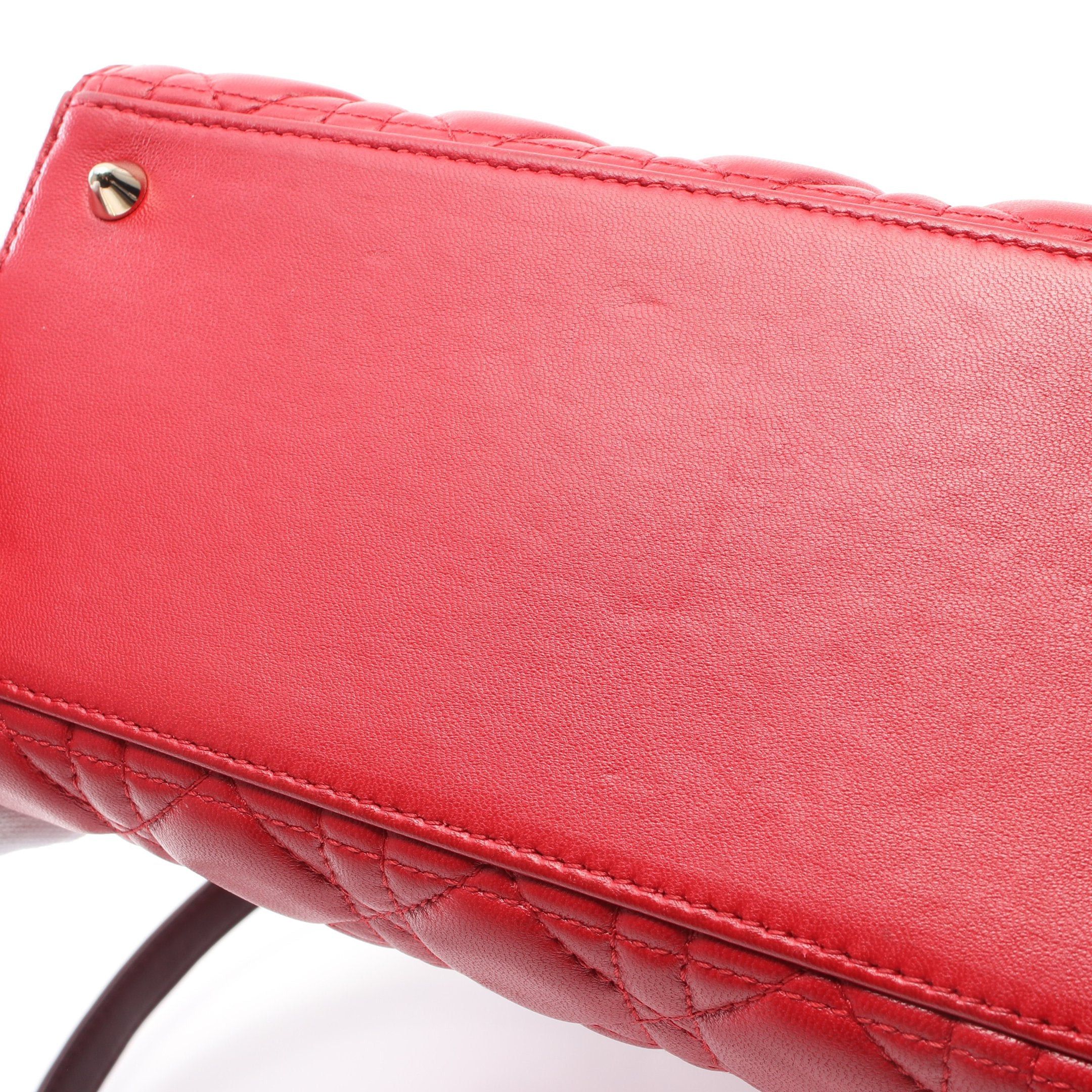 Dior Dior Lady Dior Canage Medium Handbag Leather Red Multicolor Size ONE SIZE - 7 Thumbnail