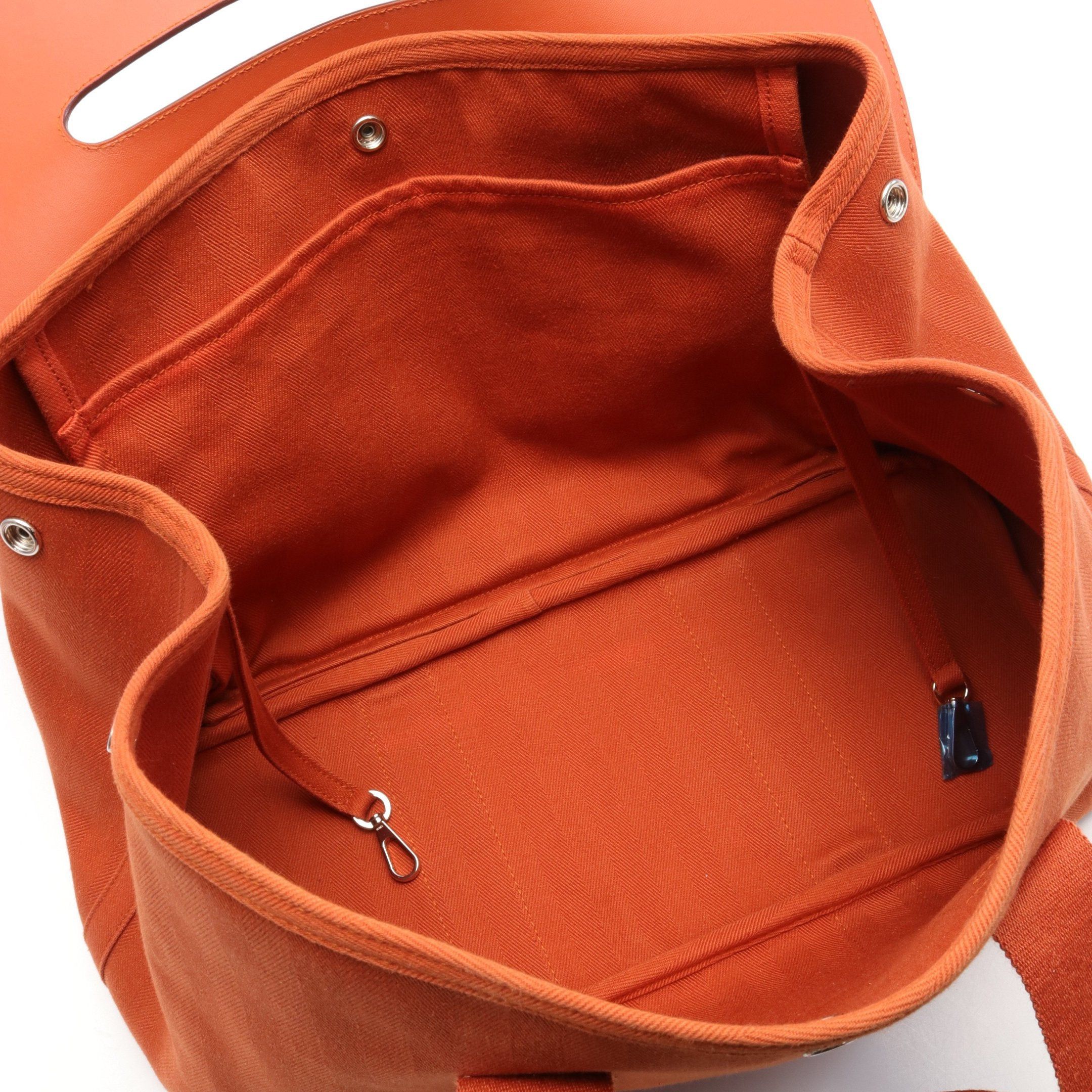 Hermes Hermes Valparaiso Mm Handbag Toile Chevron Leather Orange Silver Hardware □J Carved Stamp Size ONE SIZE - 3 Thumbnail