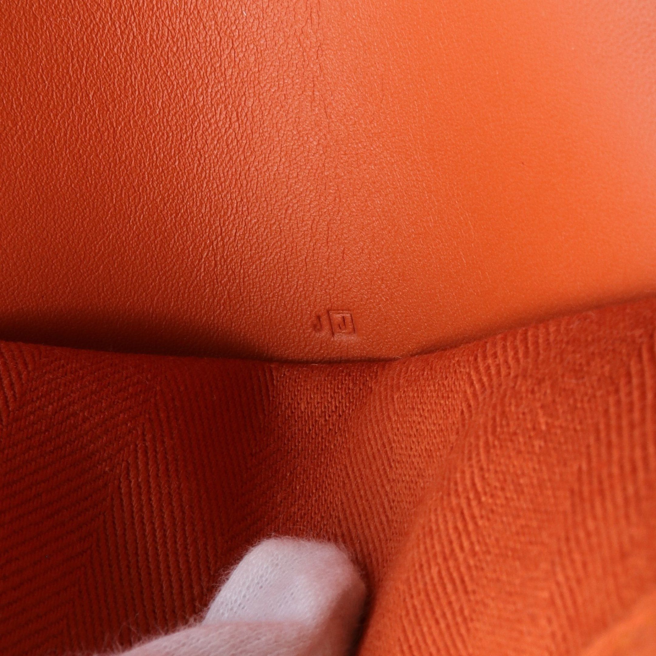 Hermes Hermes Valparaiso Mm Handbag Toile Chevron Leather Orange Silver Hardware □J Carved Stamp Size ONE SIZE - 5 Thumbnail