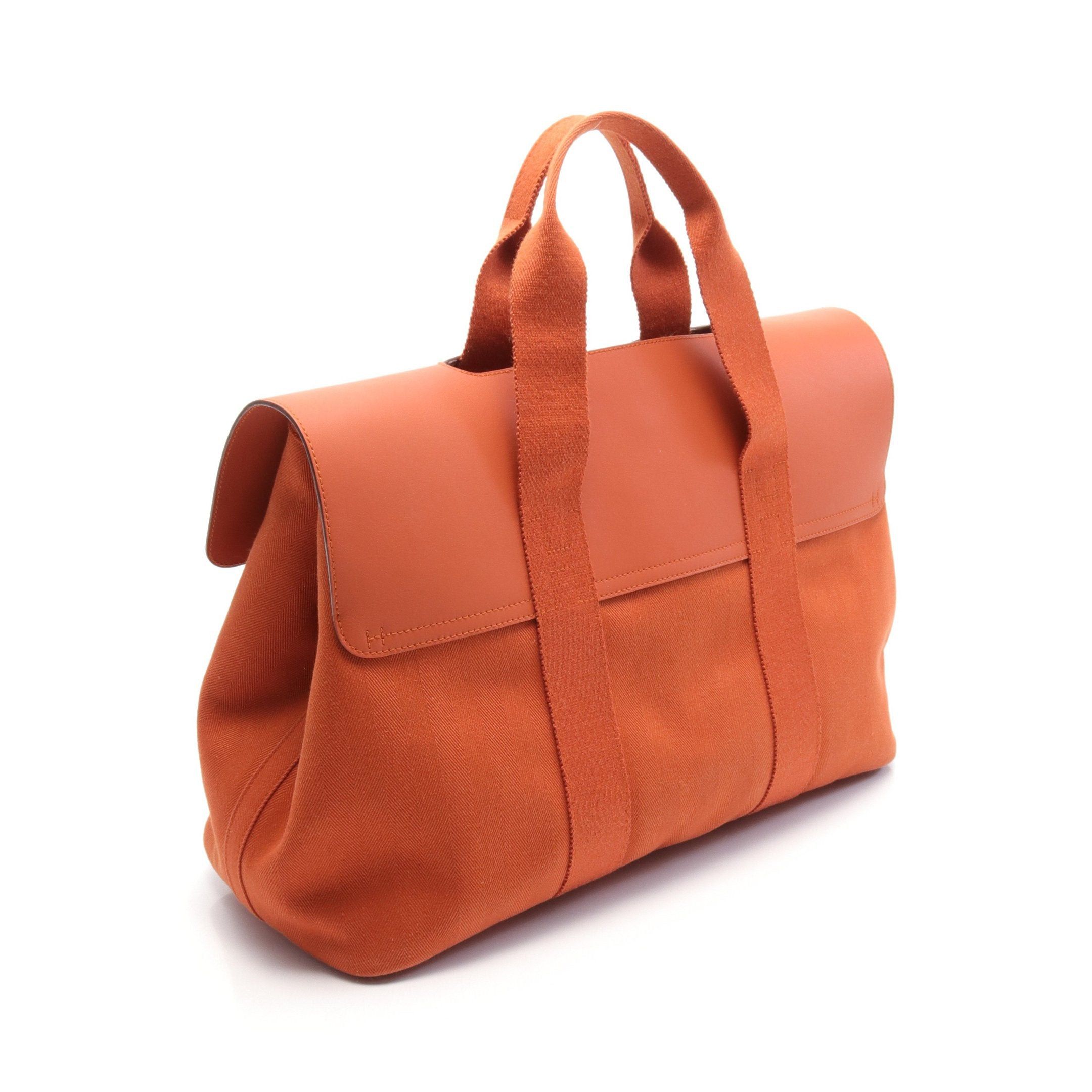 Hermes Hermes Valparaiso Mm Handbag Toile Chevron Leather Orange Silver Hardware □J Carved Stamp Size ONE SIZE - 2 Thumbnail