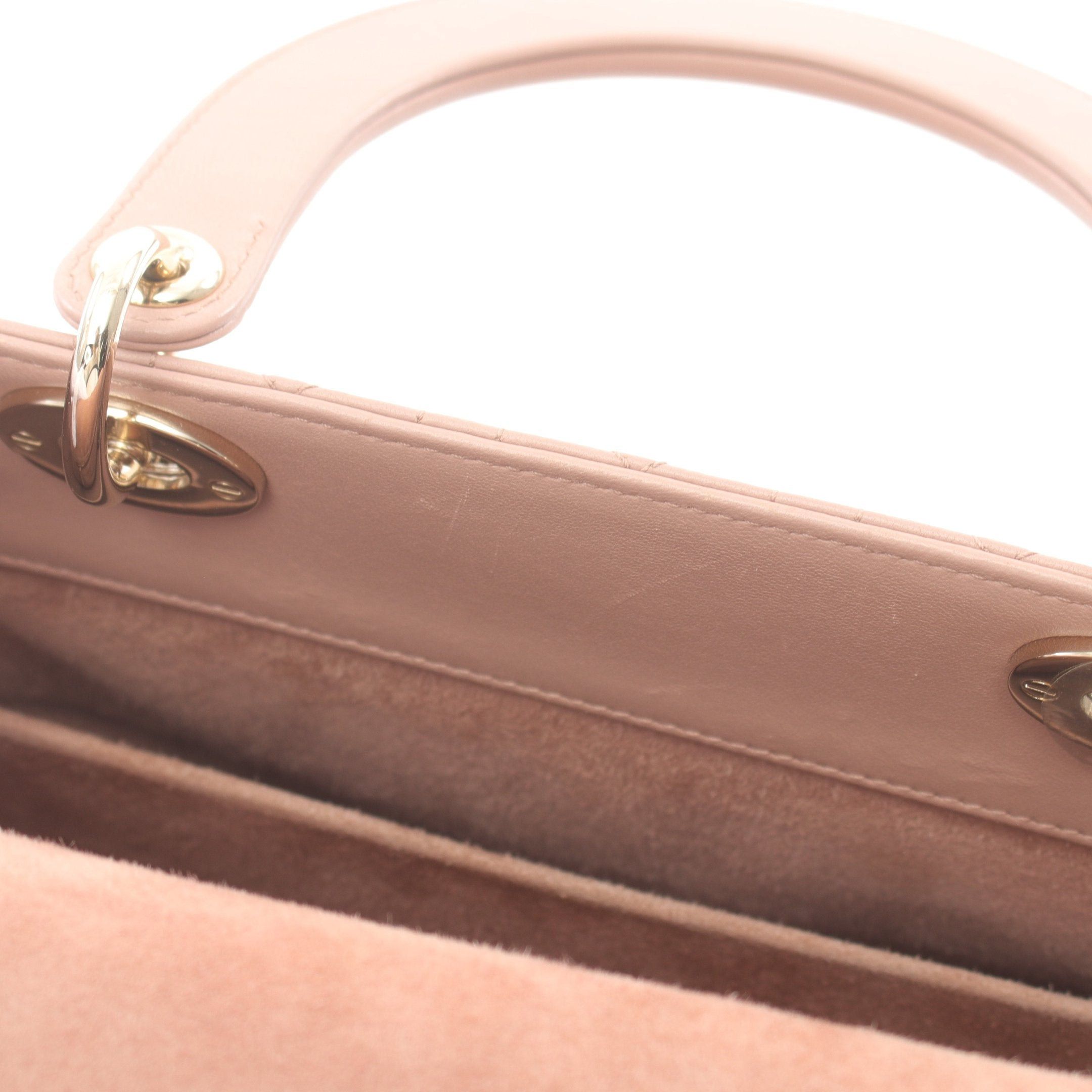 Dior Dior Lady Dior Canage Handbag Leather Pink Beige Size ONE SIZE - 5 Thumbnail