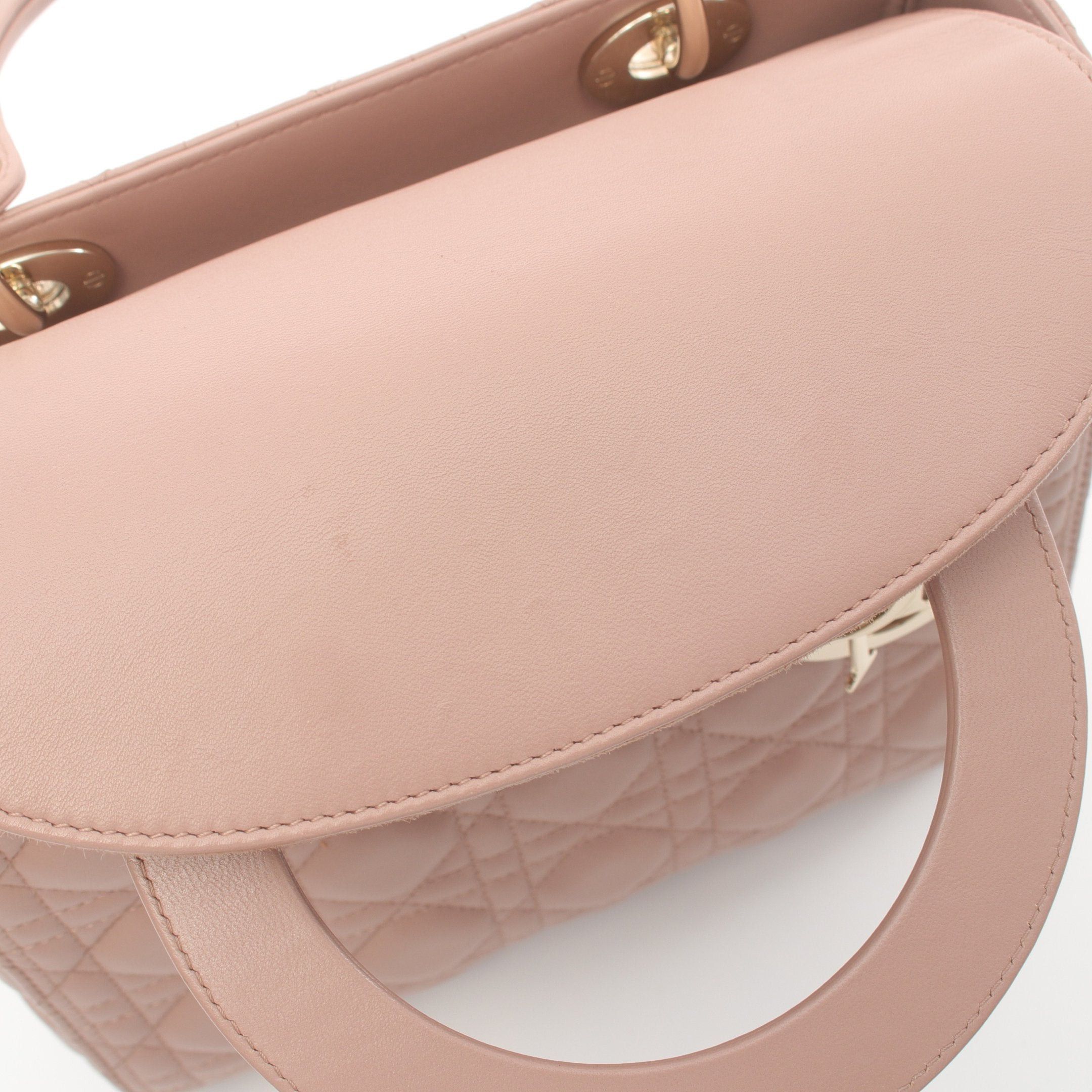 Dior Dior Lady Dior Canage Handbag Leather Pink Beige Size ONE SIZE - 6 Thumbnail