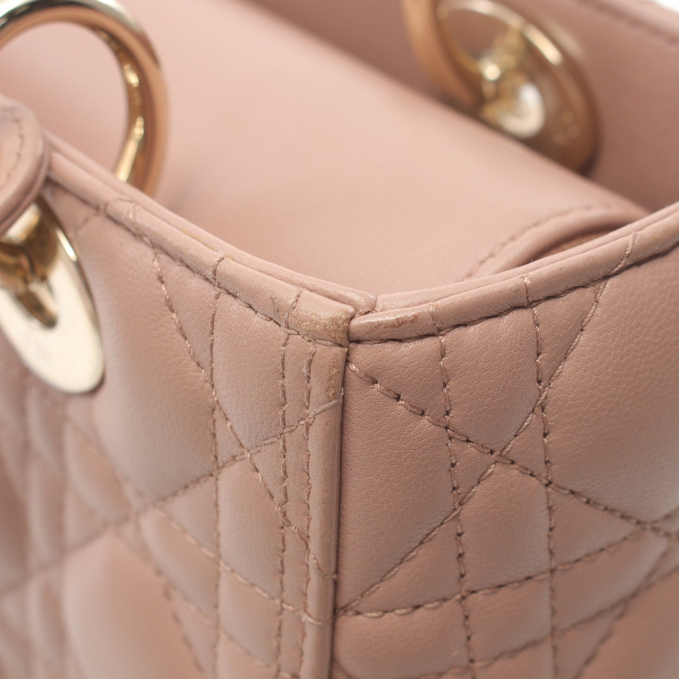 Dior Dior Lady Dior Canage Handbag Leather Pink Beige Size ONE SIZE - 9 Thumbnail