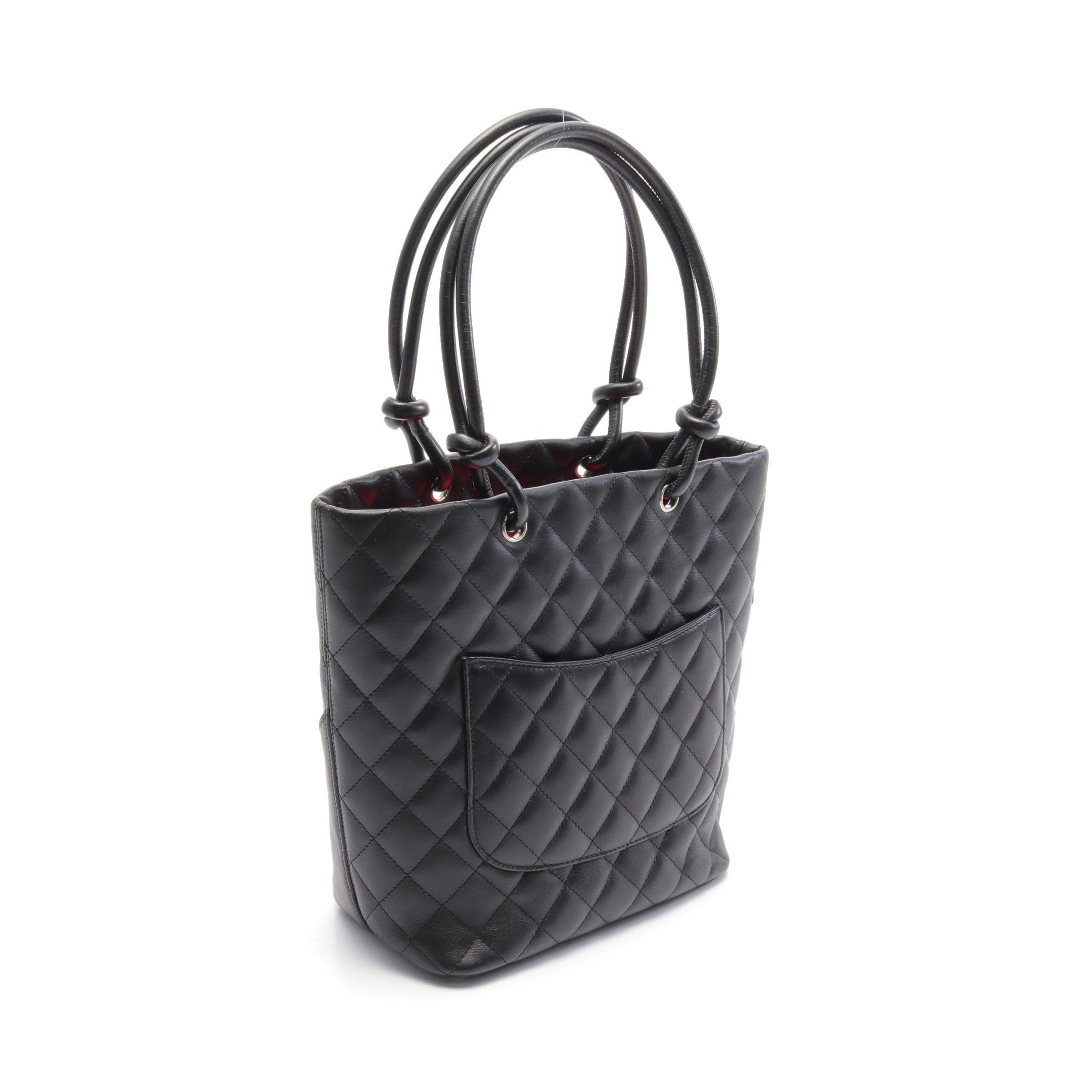Chanel Chanel Cambon Line Small Handbag Tote Bag Leather Black Silver Hardware Size ONE SIZE - 2 Thumbnail