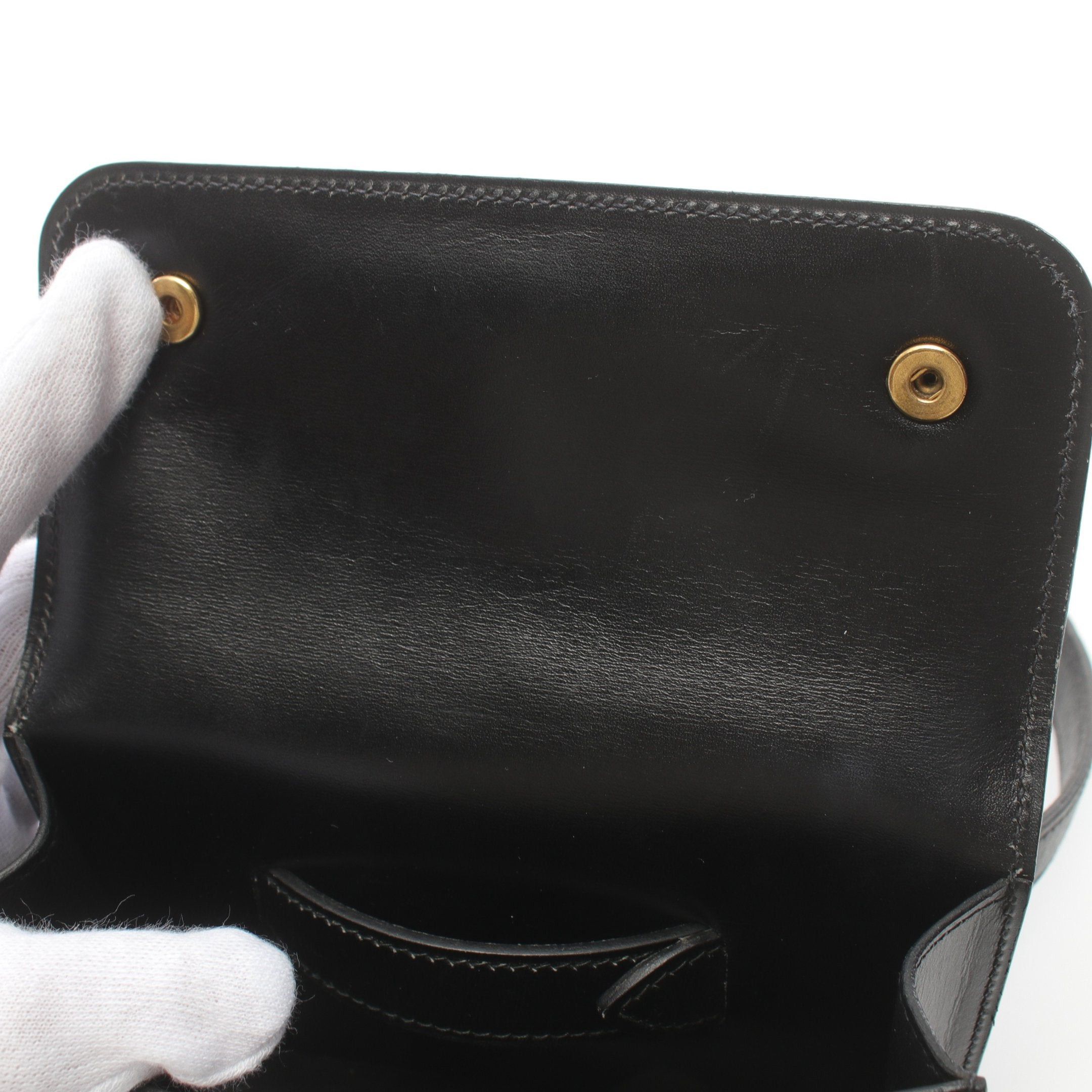 Hermes Hermes Pochette Green Waist Bag Body Box Calf Black Gold Hardware □ A Stamp Size ONE SIZE - 7 Thumbnail