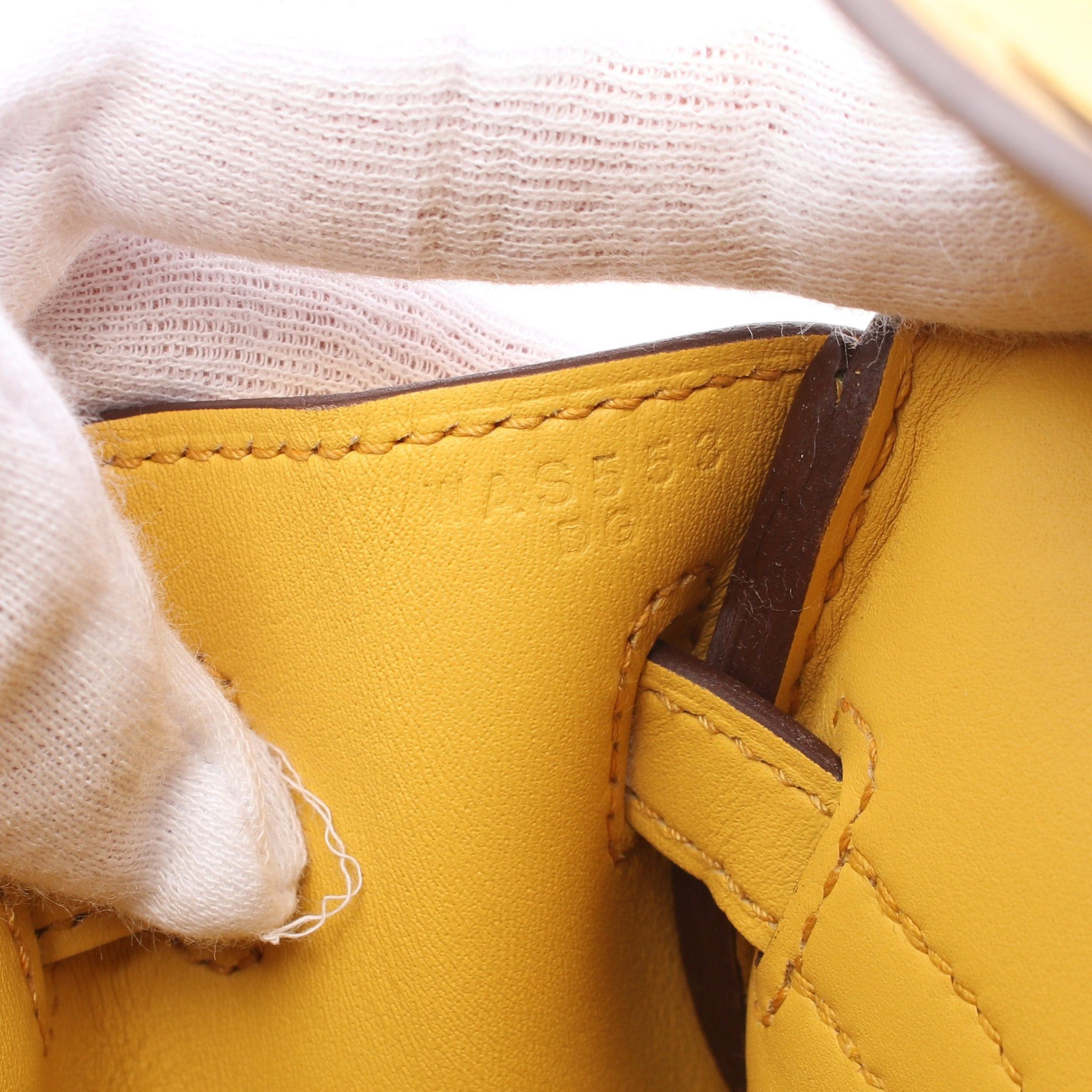 Hermes Hermes Birkin 25 Sun Handbag Veau Swift Yellow Silver Hardware Double Engraved Size ONE SIZE - 5 Thumbnail