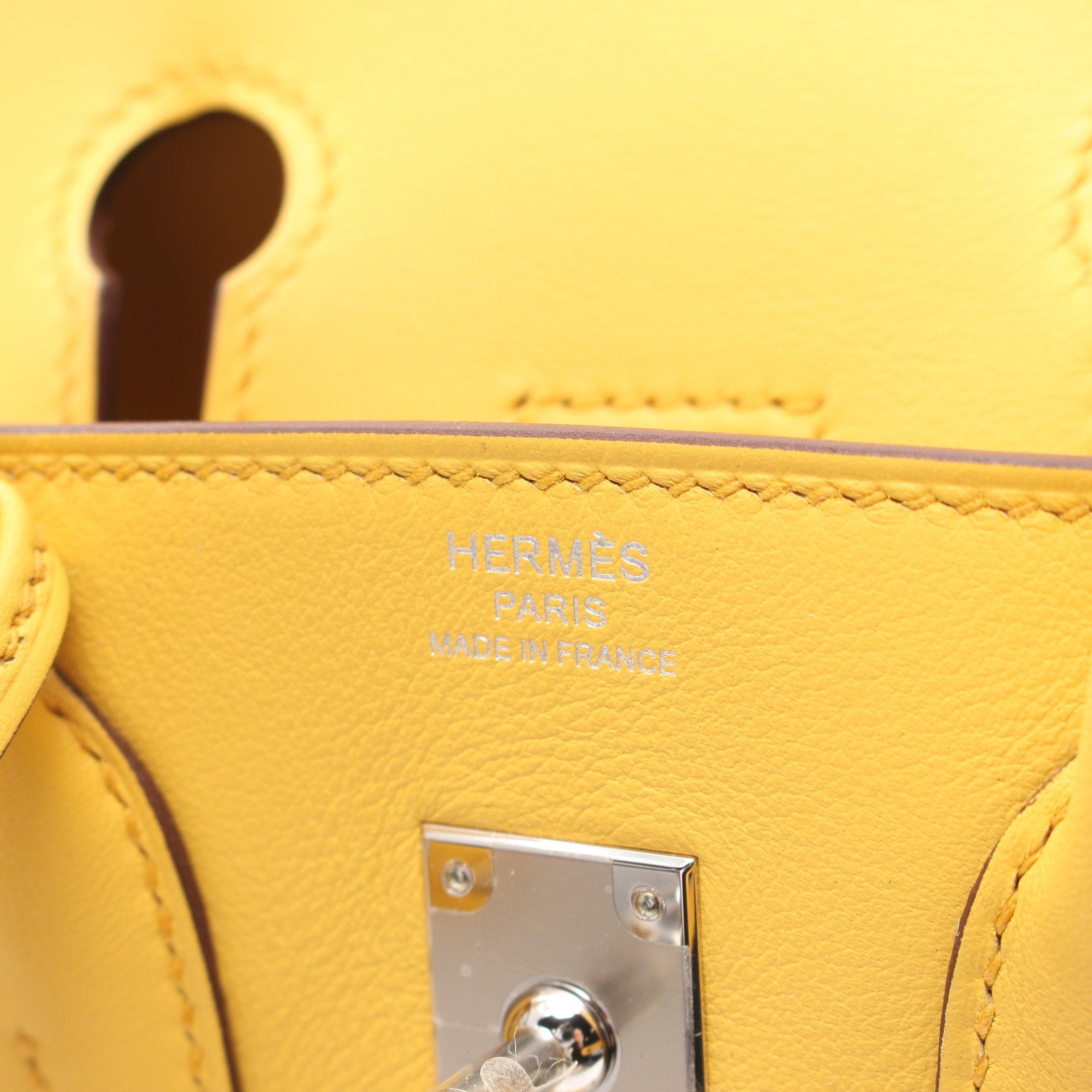 Hermes Hermes Birkin 25 Sun Handbag Veau Swift Yellow Silver Hardware Double Engraved Size ONE SIZE - 4 Thumbnail