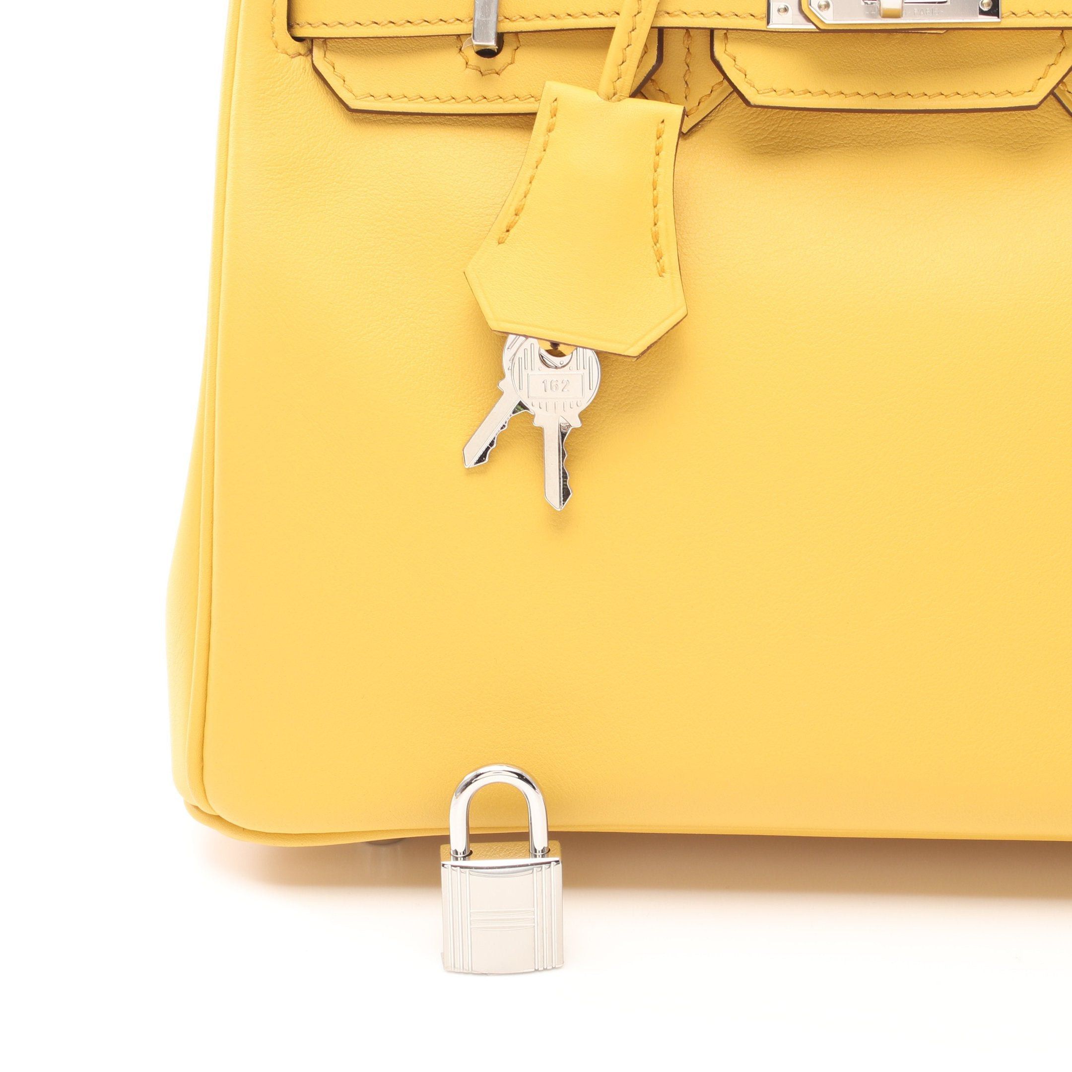 Hermes Hermes Birkin 25 Sun Handbag Veau Swift Yellow Silver Hardware Double Engraved Size ONE SIZE - 6 Thumbnail