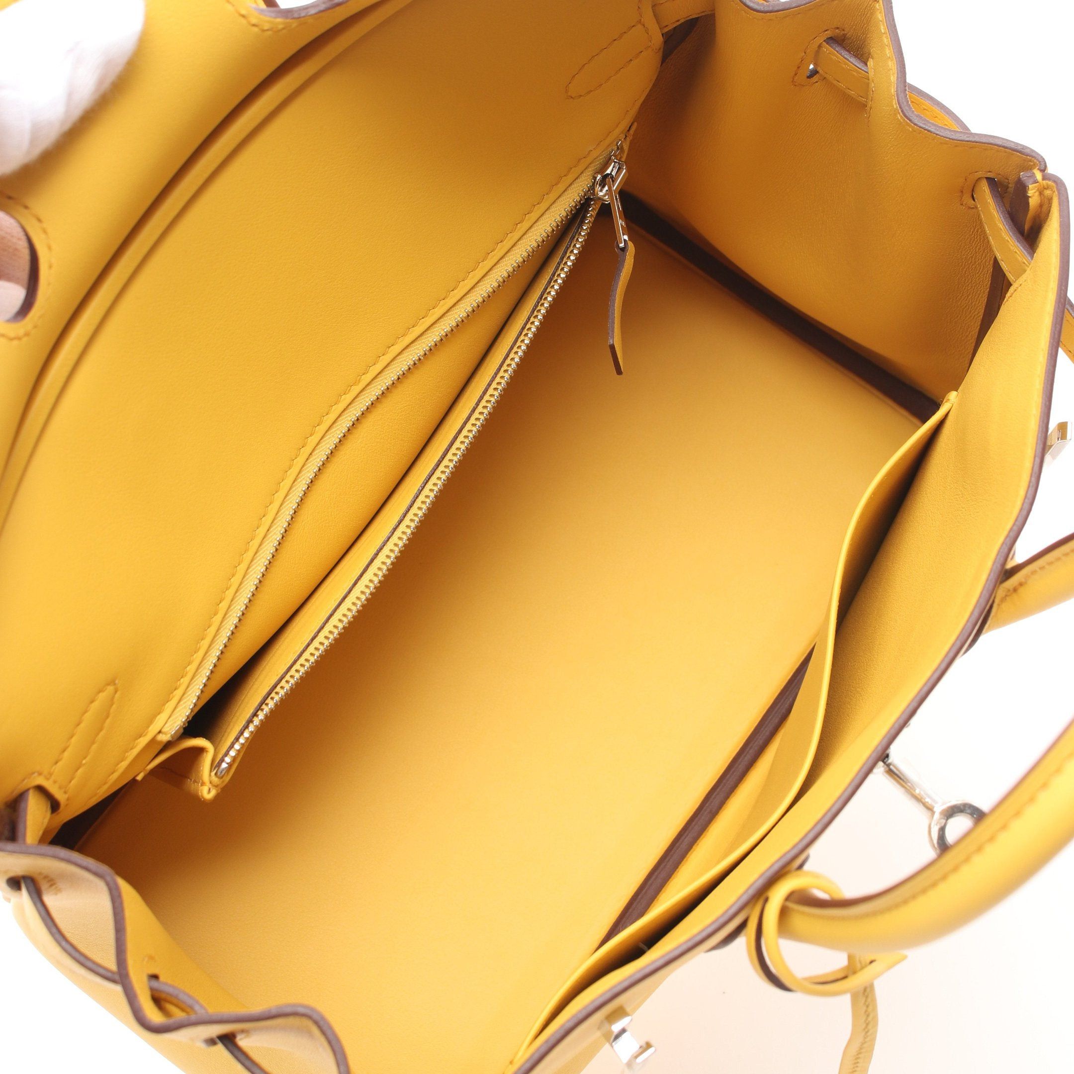 Hermes Hermes Birkin 25 Sun Handbag Veau Swift Yellow Silver Hardware Double Engraved Size ONE SIZE - 3 Thumbnail