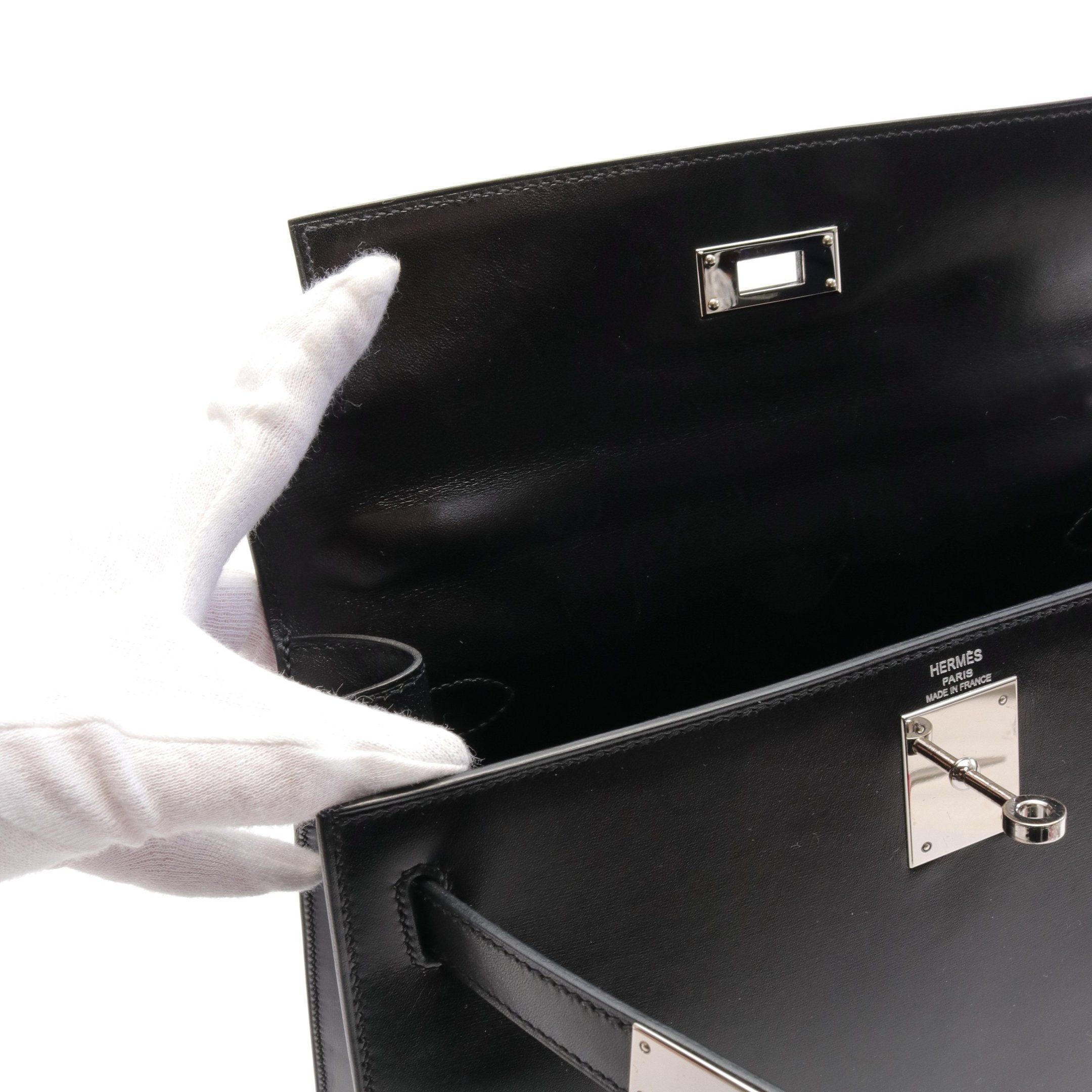 Hermes Hermes Kelly28 Handbag Box Calf Black Silver Hardware Outside Sewing □L Stamp Size ONE SIZE - 6 Thumbnail