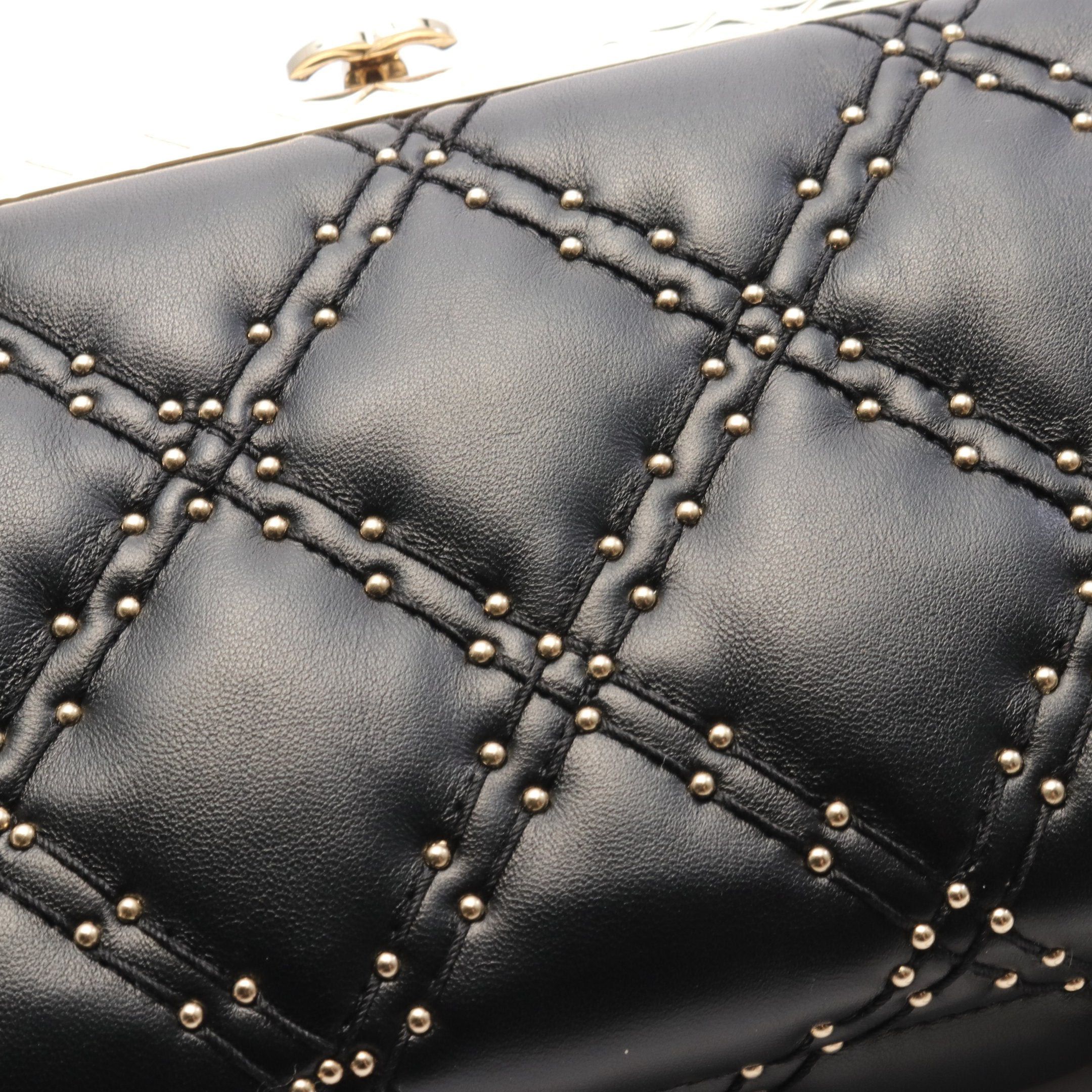 Chanel Chanel Chain Shoulder Bag Leather Black Gold Hardware Studs Size ONE SIZE - 6 Thumbnail