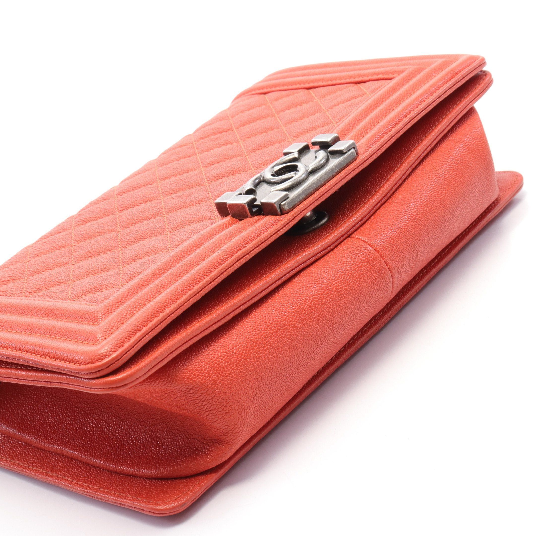 Chanel Chanel Boy Chanel Matelasse Chain Shoulder Bag Caviar Skin Orange Antique Silver Hardware Size ONE SIZE - 7 Thumbnail