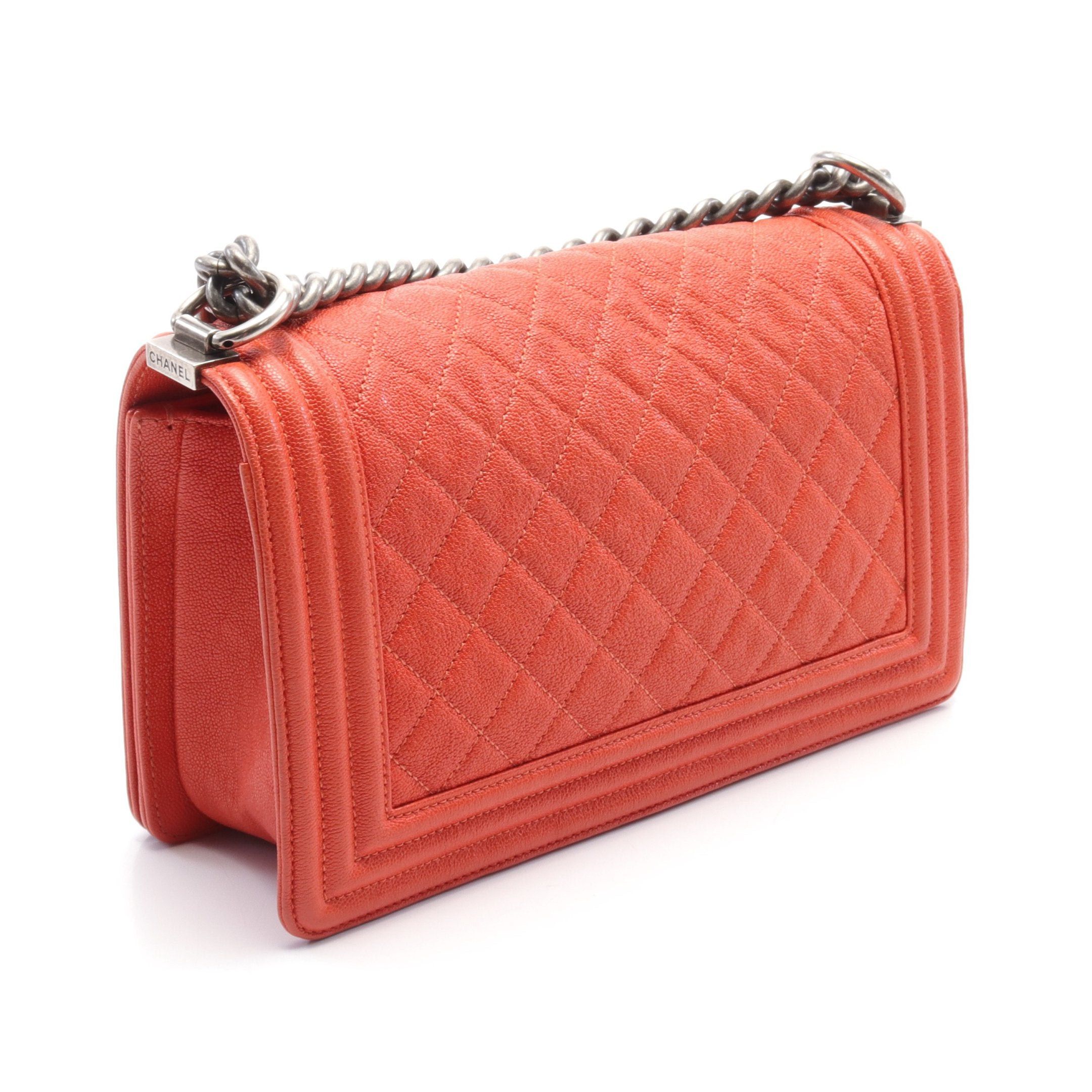 Chanel Chanel Boy Chanel Matelasse Chain Shoulder Bag Caviar Skin Orange Antique Silver Hardware Size ONE SIZE - 2 Thumbnail