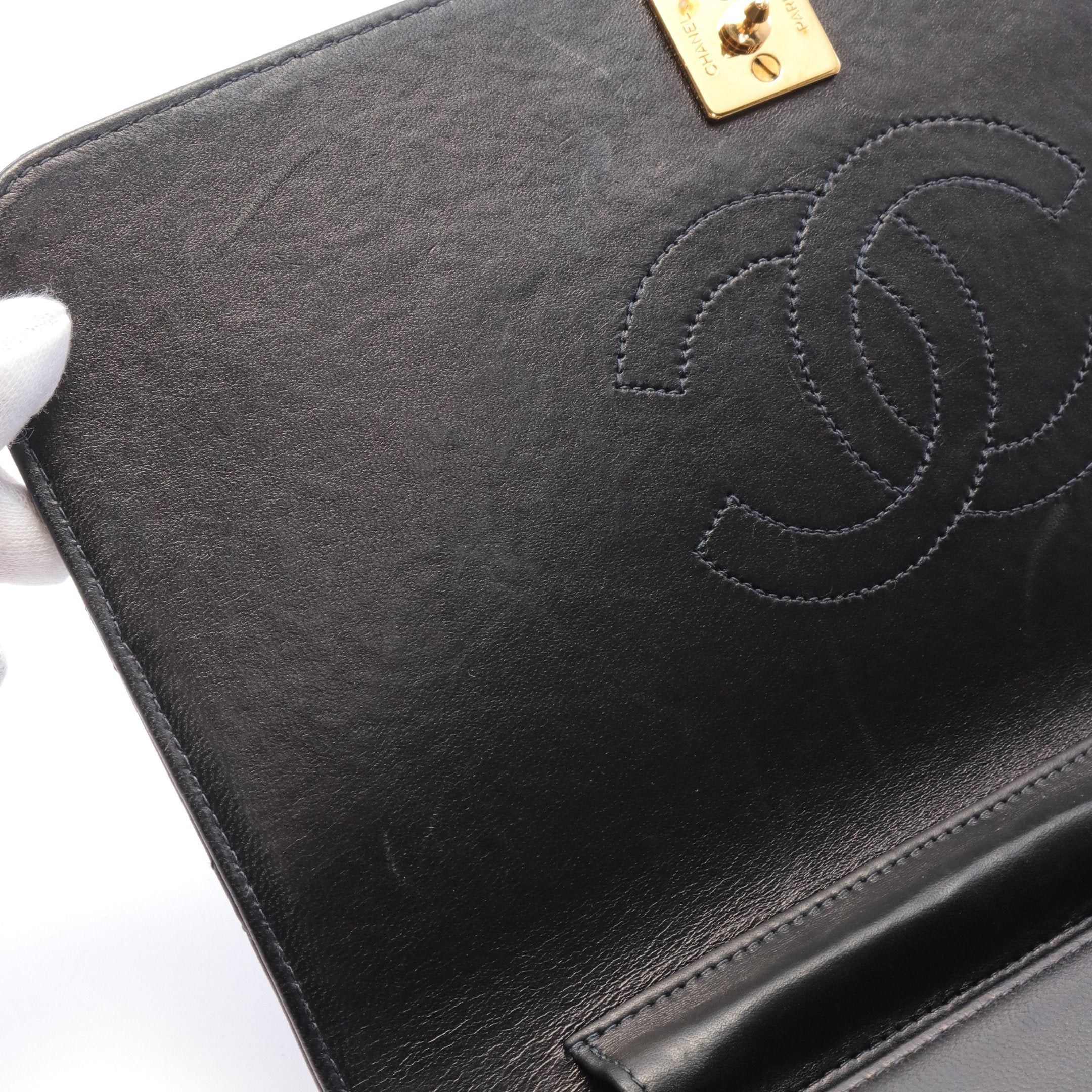 Chanel Chanel Matelasse Full Flap Chain Shoulder Bag Lambskin Black Gold Hardware Push Lock Size ONE SIZE - 6 Thumbnail