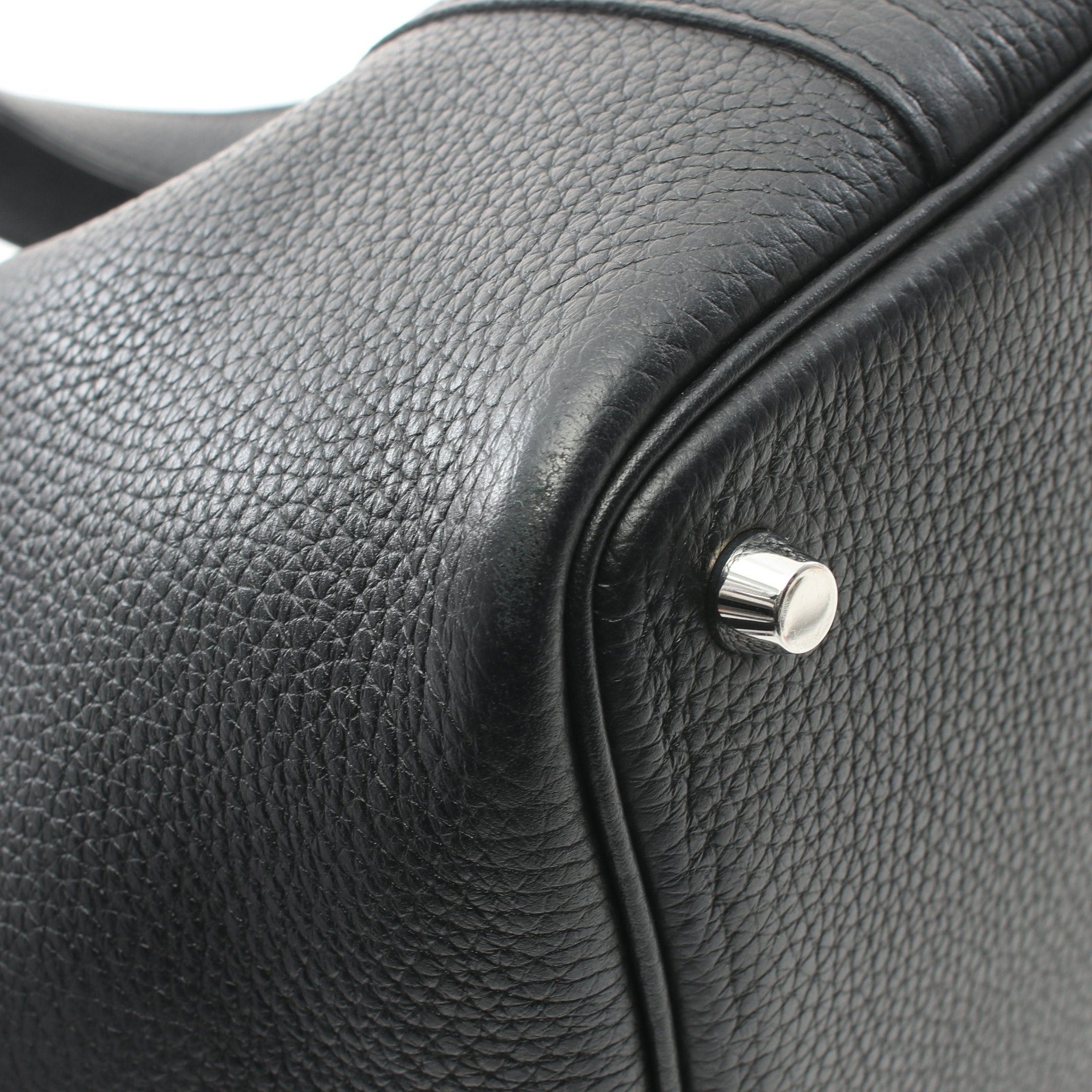 Hermes Hermes Picotan Lock Pm Handbag Clemence Leather Black Silver Hardware Y Stamp Size ONE SIZE - 7 Thumbnail
