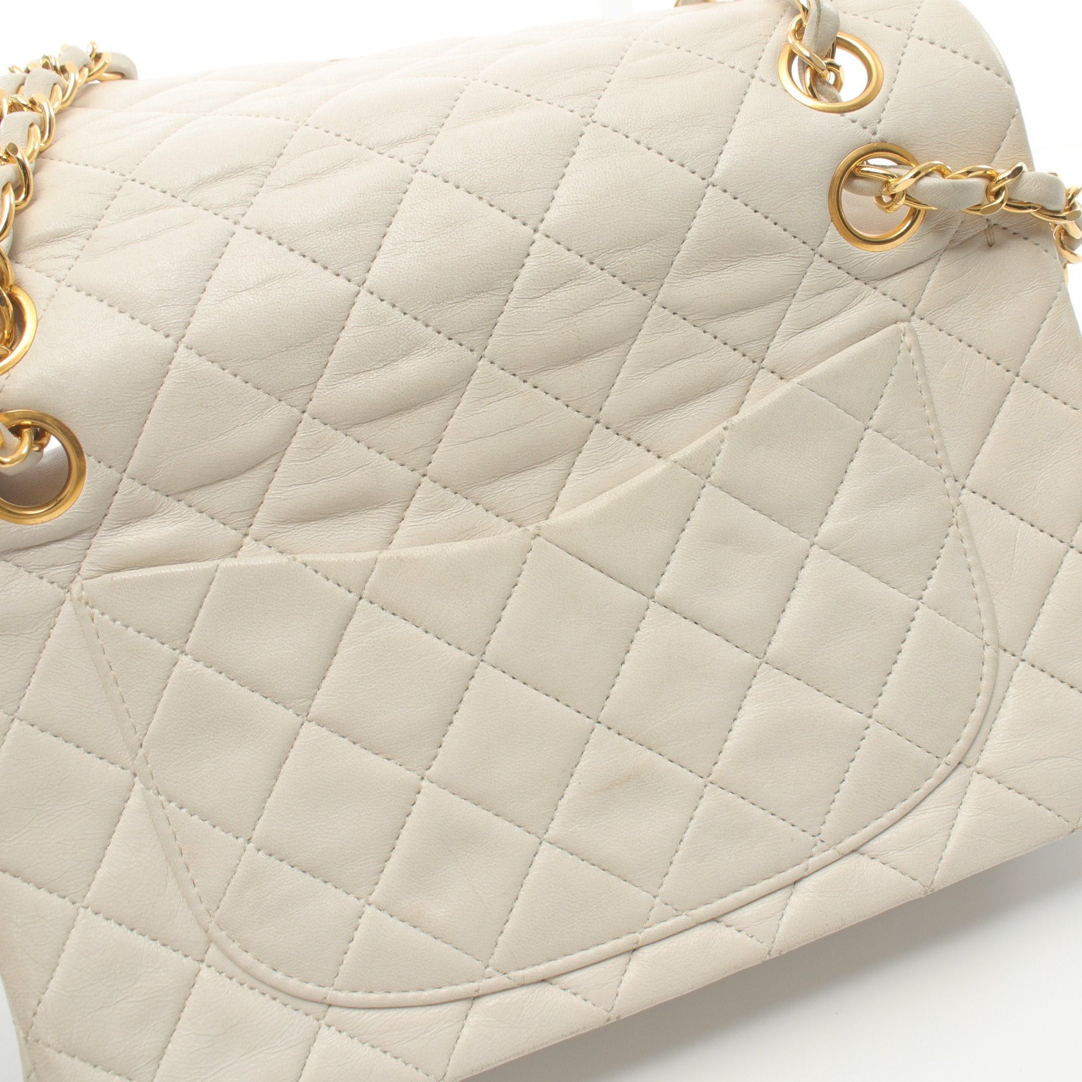 Chanel Chanel Matelasse Double Flap Chain Shoulder Bag Lambskin Off White Gold Hardware Size ONE SIZE - 8 Thumbnail