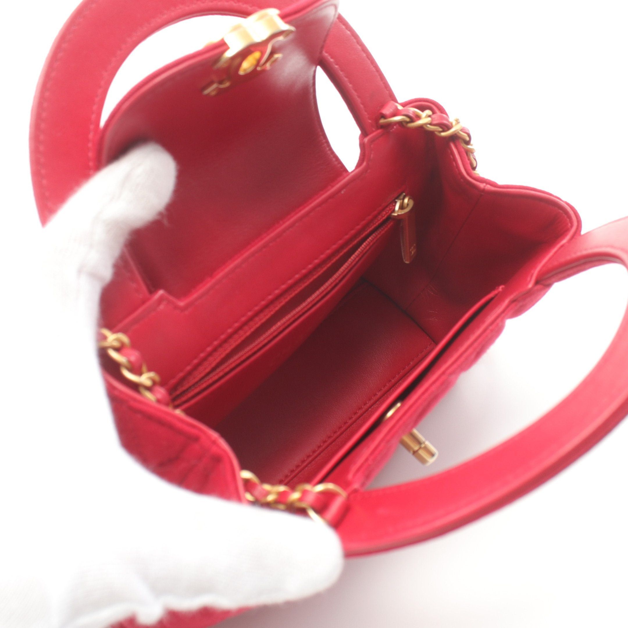 Chanel Chanel Matelasse Handbag Canvas Red Gold Hardware Size ONE SIZE - 3 Thumbnail