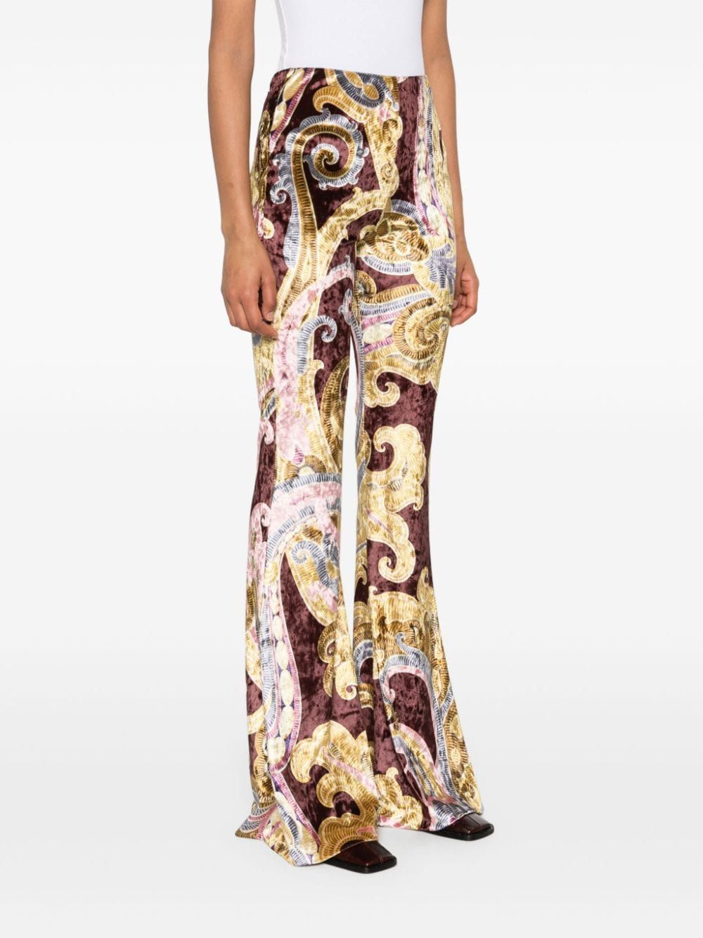 Etro PRINTED FLARED LEG TROUSERS Size 27" / US 4 / IT 40 - 4 Thumbnail