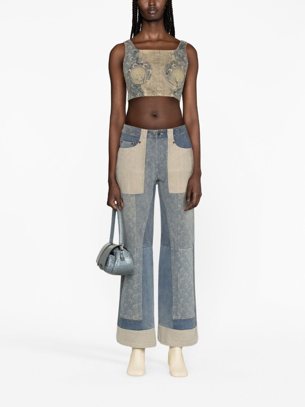 Marine Serre DENIM CROPPED BUSTIER Size S / US 4 / IT 40 - 4 Thumbnail
