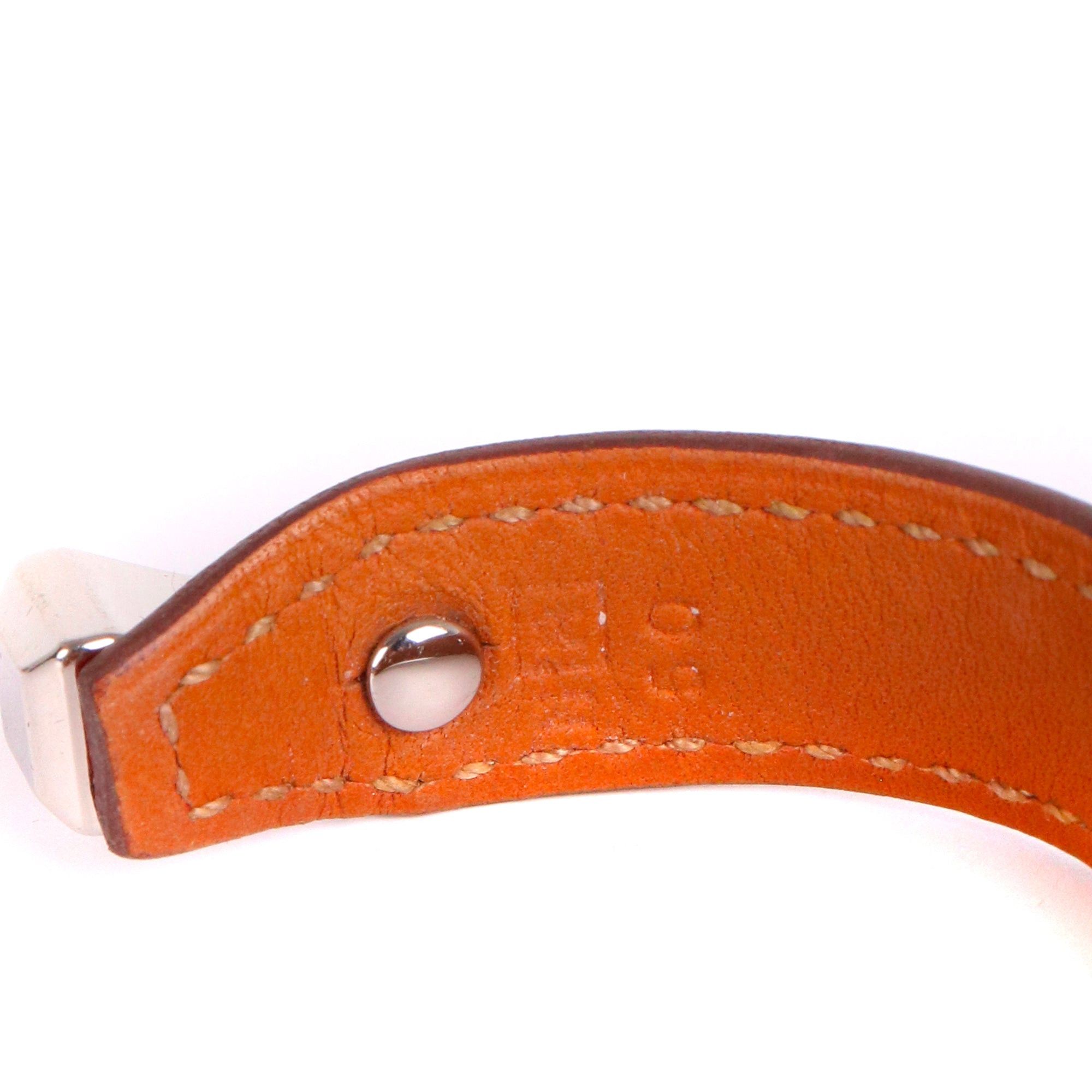 Hermes HERMÈS - Clou de Forge Hermès bangle in red leather and metal (M) Size ONE SIZE - 3 Thumbnail