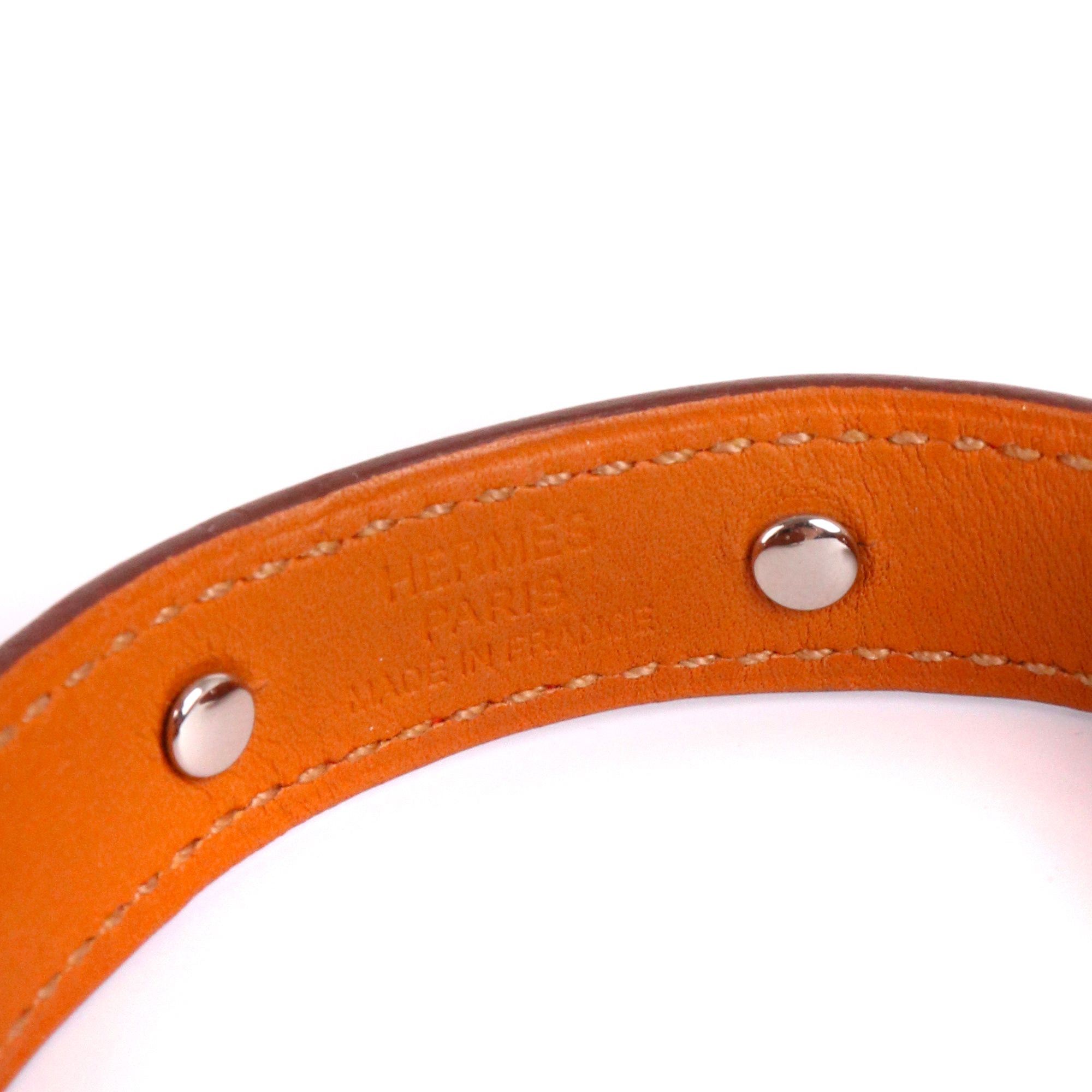 Hermes HERMÈS - Clou de Forge Hermès bangle in red leather and metal (M) Size ONE SIZE - 4 Thumbnail