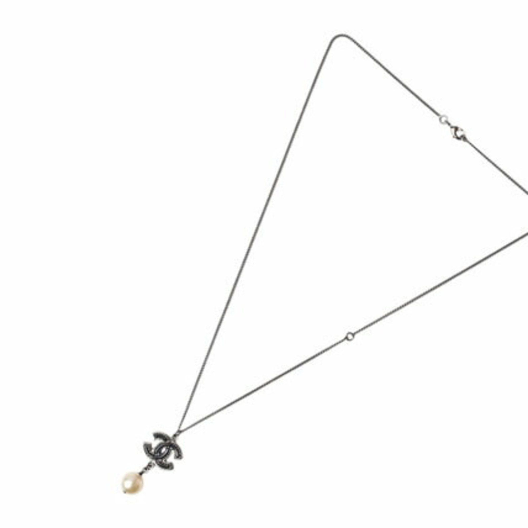 Chanel Chanel Necklace Pendant 2way CHANEL Coco Mark Pearl Motif Black Gunmetal Size ONE SIZE - 4 Thumbnail