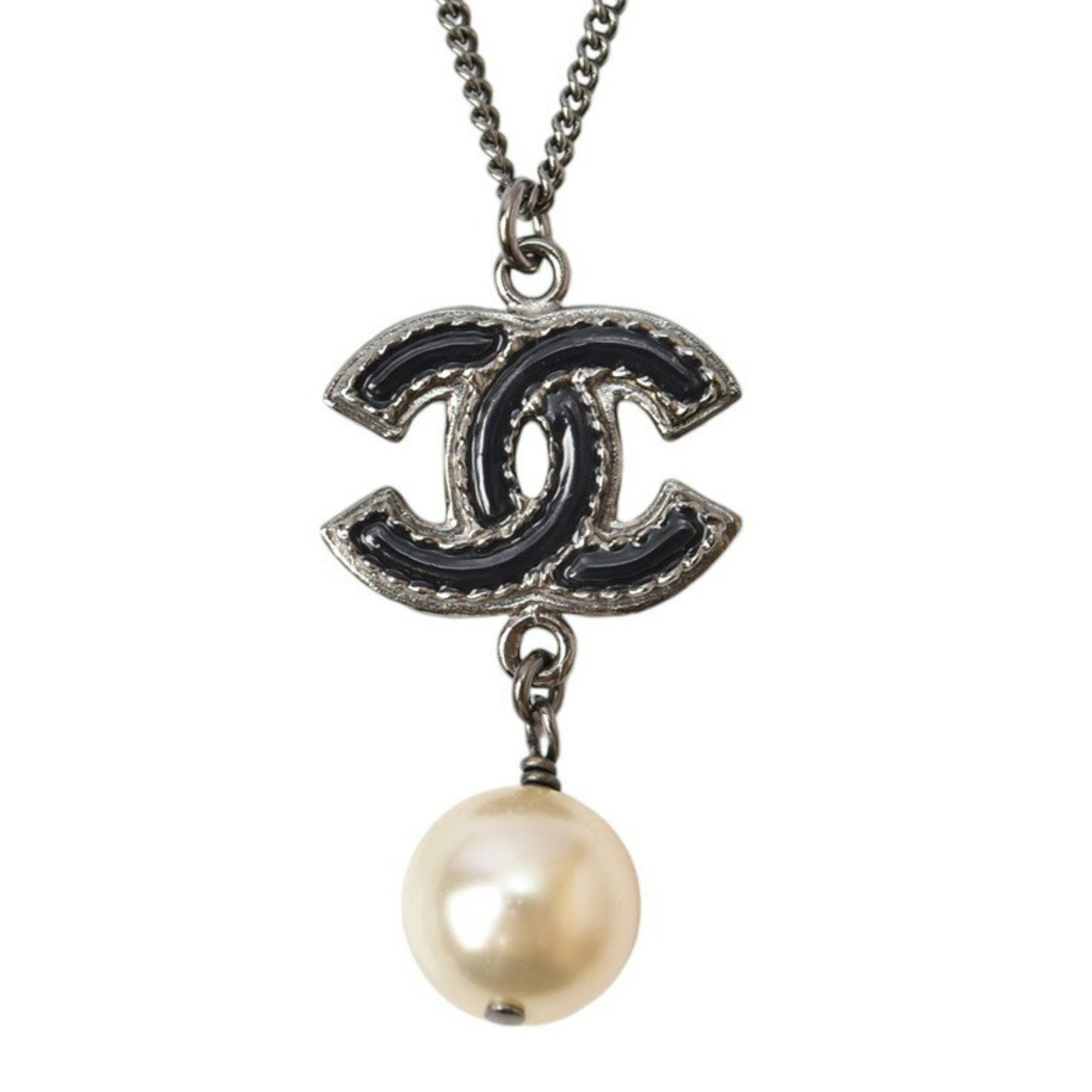 Chanel Chanel Necklace Pendant 2way CHANEL Coco Mark Pearl Motif Black Gunmetal Size ONE SIZE - 2 Thumbnail