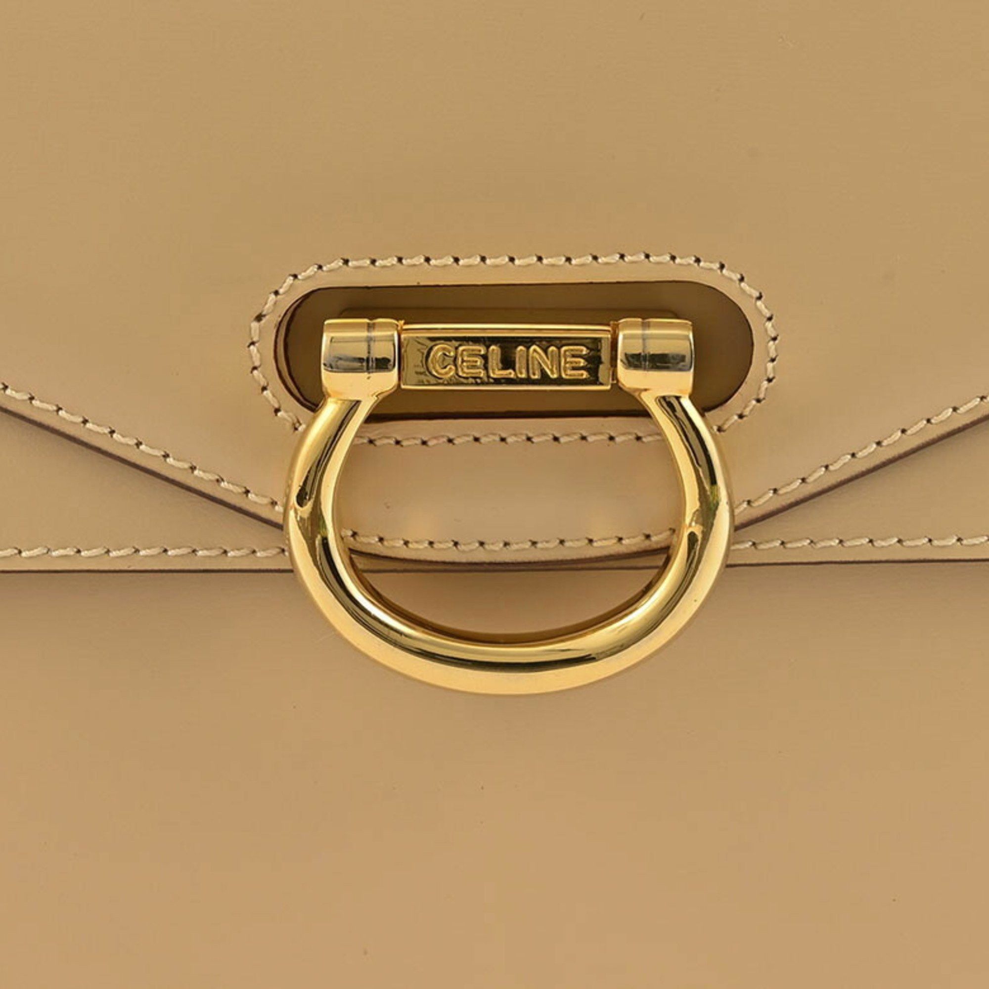 Celine Celine Old W Flap Ring Handbag Beige Women's Leather CELINE Size ONE SIZE - 6 Thumbnail