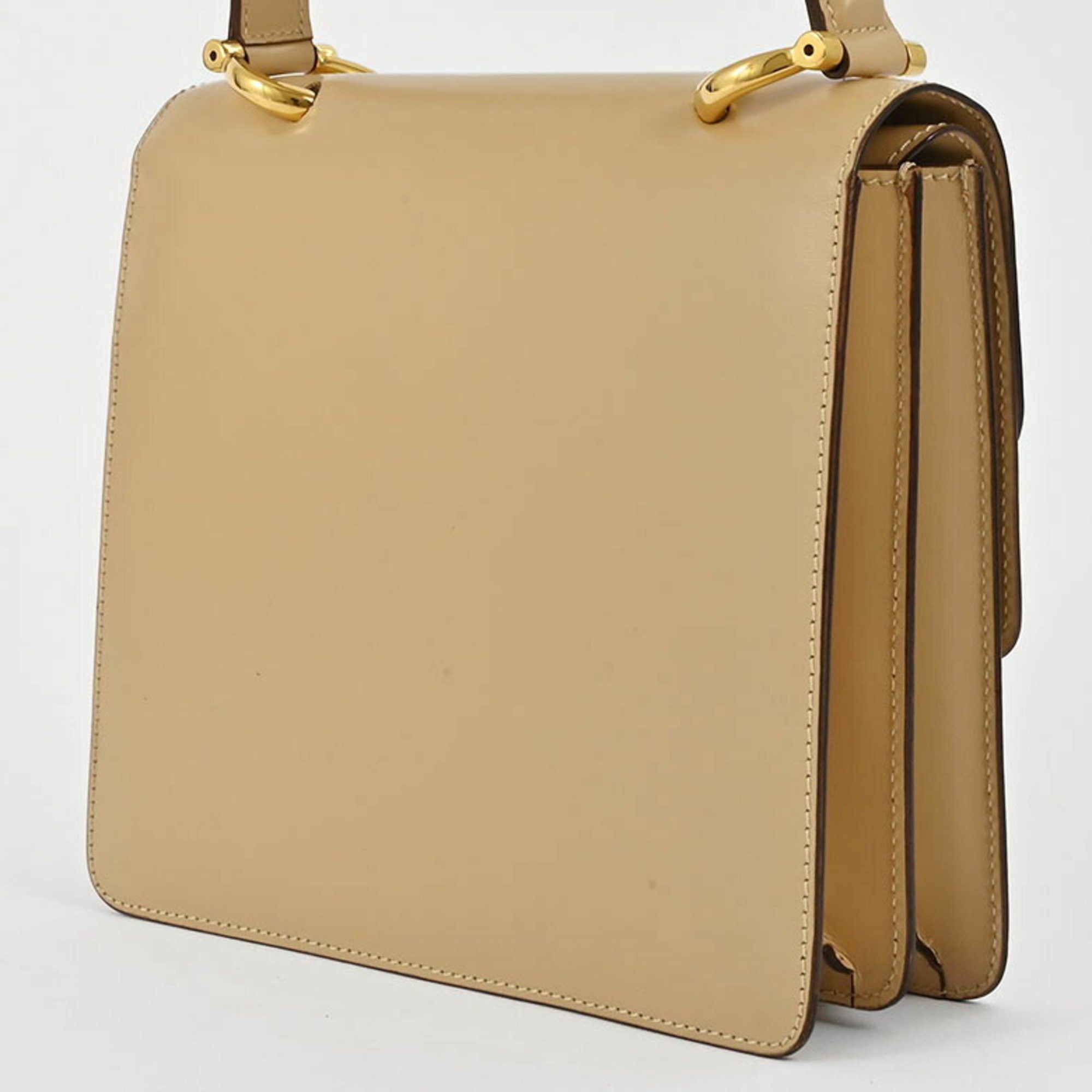 Celine Celine Old W Flap Ring Handbag Beige Women's Leather CELINE Size ONE SIZE - 2 Thumbnail