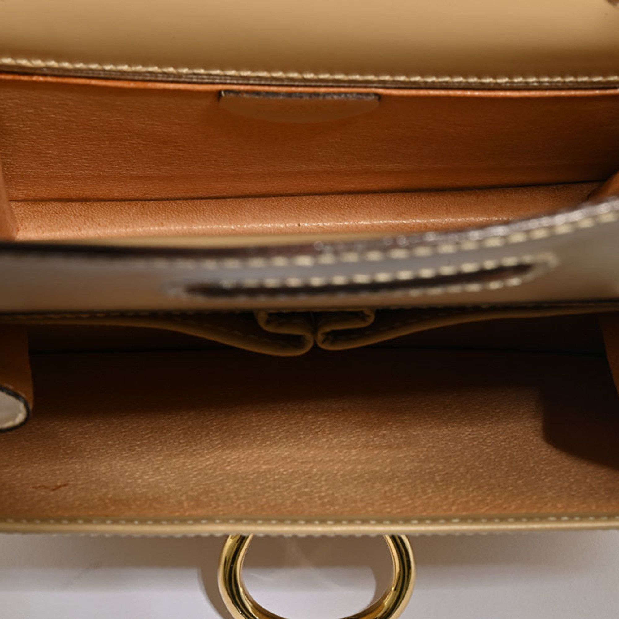 Celine Celine Old W Flap Ring Handbag Beige Women's Leather CELINE Size ONE SIZE - 9 Thumbnail