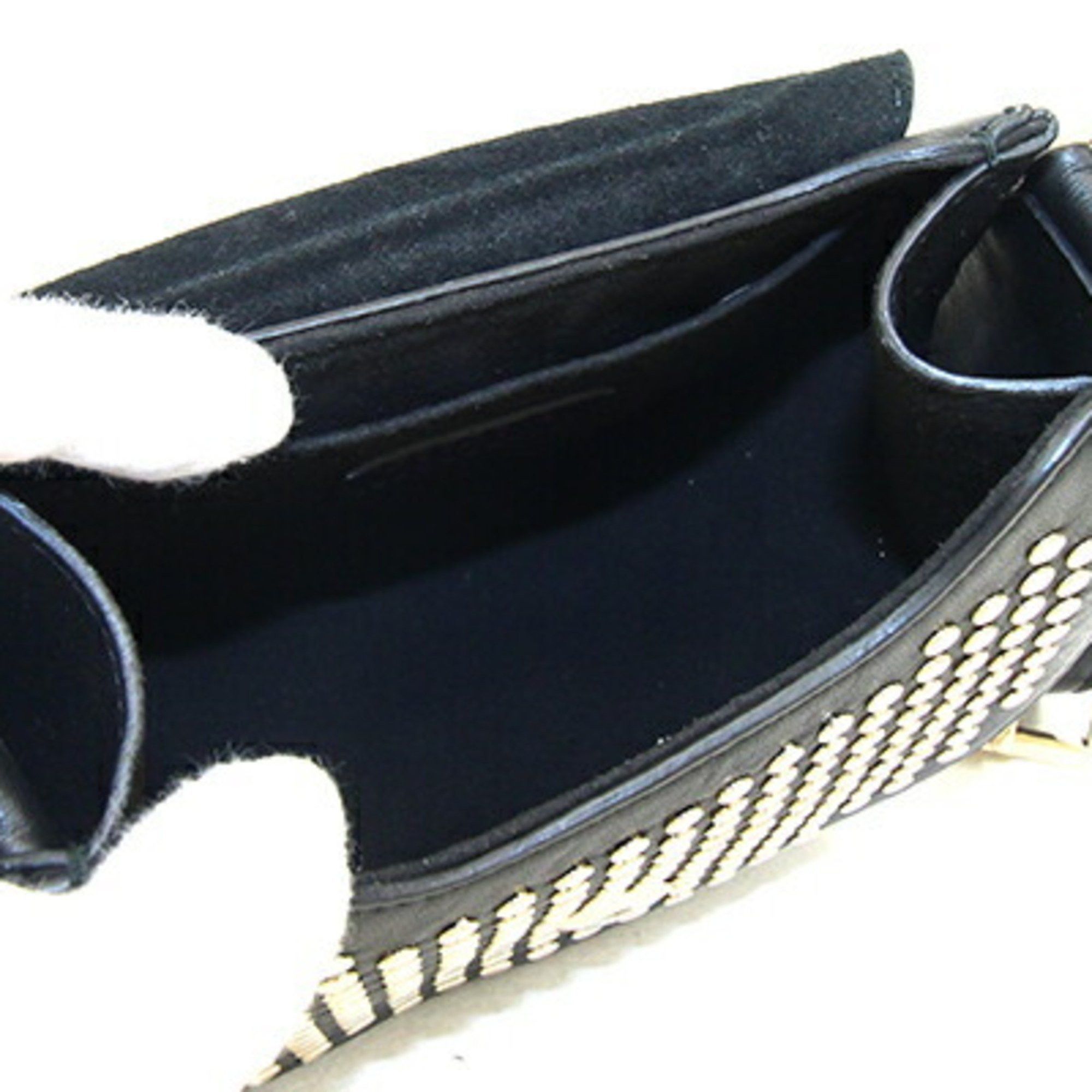 Furla FURLA Shoulder Bag Hashtag Black Leather Studded Pochette Women's Size ONE SIZE - 3 Thumbnail