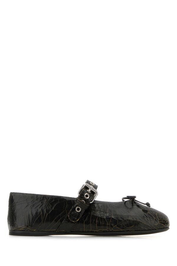 Miu Miu Black Leather Ballerinas Size US 5.5 / IT 35.5 - 3 Thumbnail