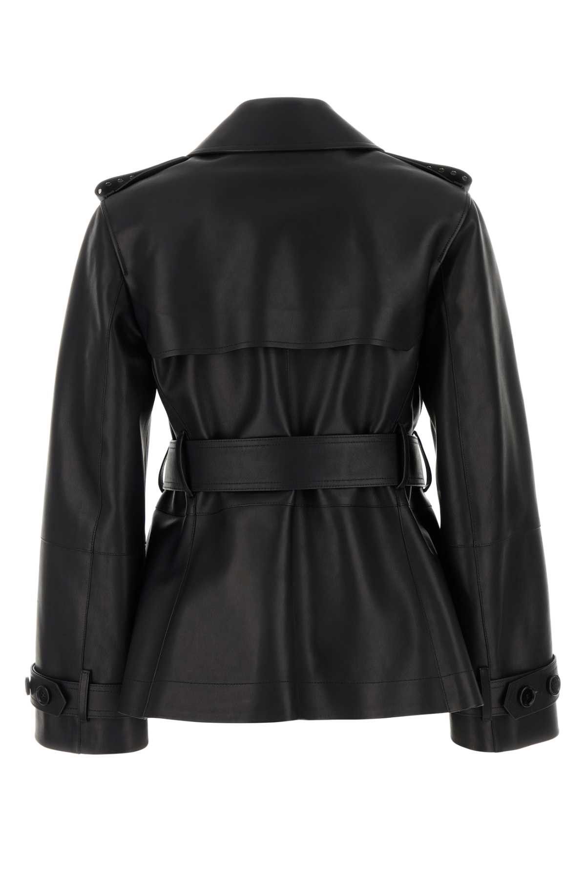 Burberry Black Leather Jacket Size S / US 4 / IT 40 - 2 Thumbnail