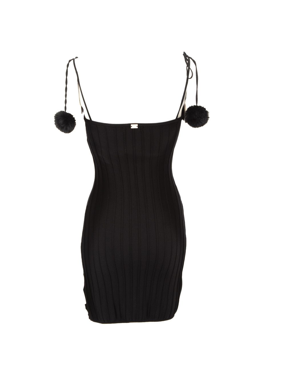 For Love & Lemons Black Knit Pompom Strap Dress Size S / US 4 / IT 40 - 3 Thumbnail