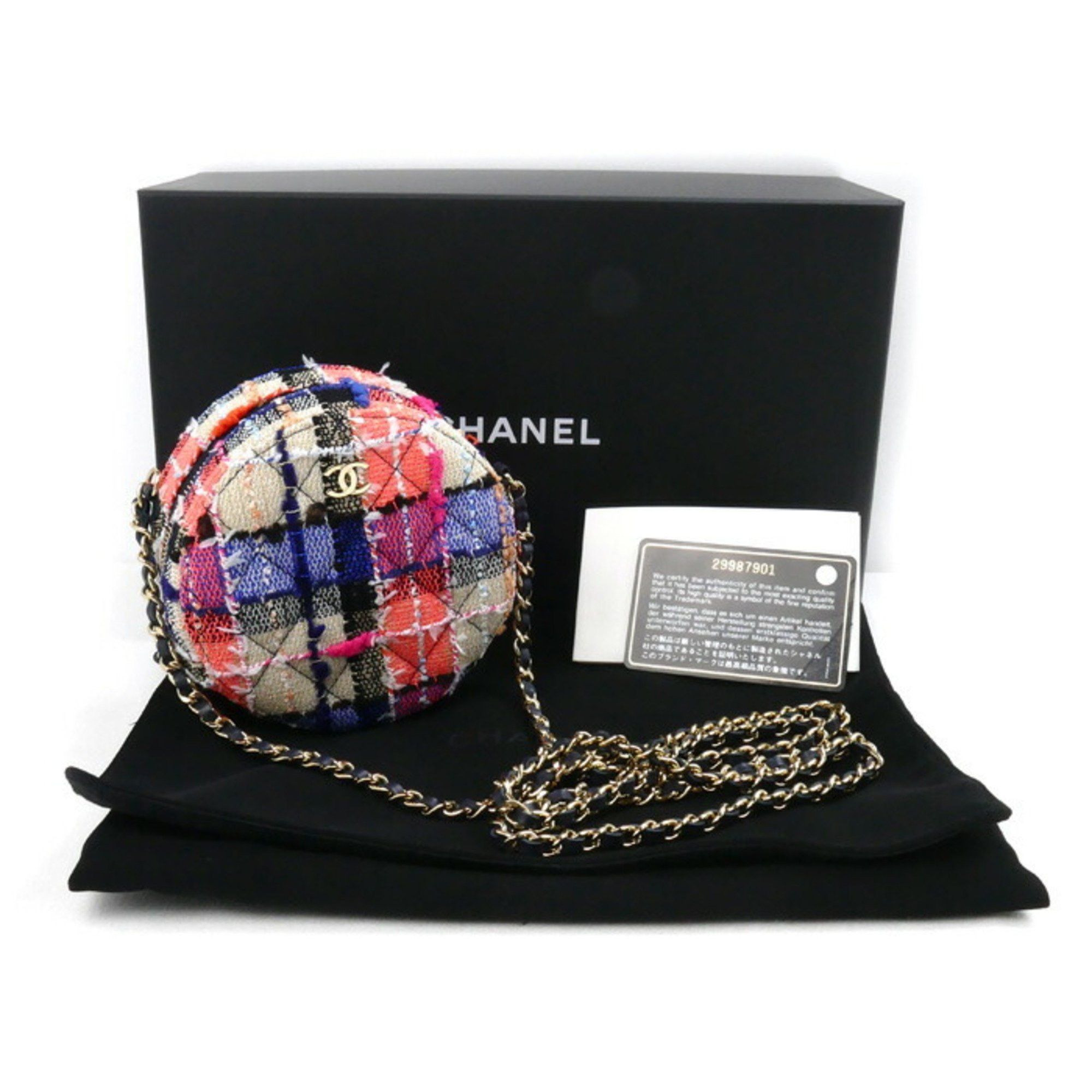 Chanel CHANEL Round Classic Chain Shoulder Bag AP0245 Tweed Multi Women's Size ONE SIZE - 6 Thumbnail