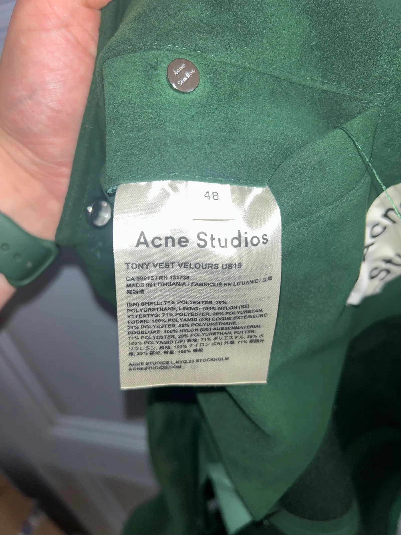 Acne Studios Acne Studios Tony Vest Velours US15 Vest Size US M / EU 48-50 / 2 - 2 Thumbnail