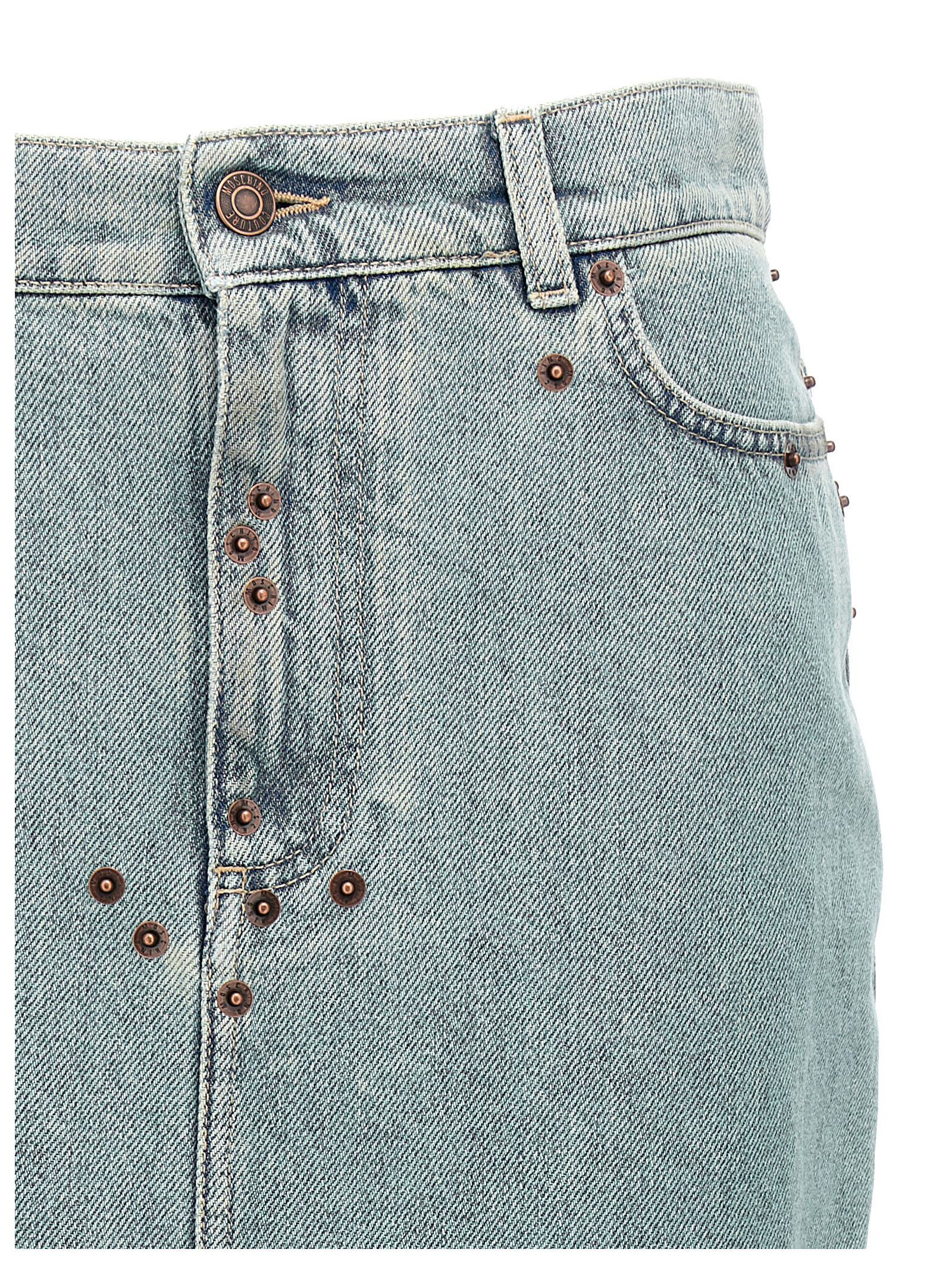 Moschino Rivets Denim Skirt Size 27" / US 4 / IT 40 - 3 Thumbnail