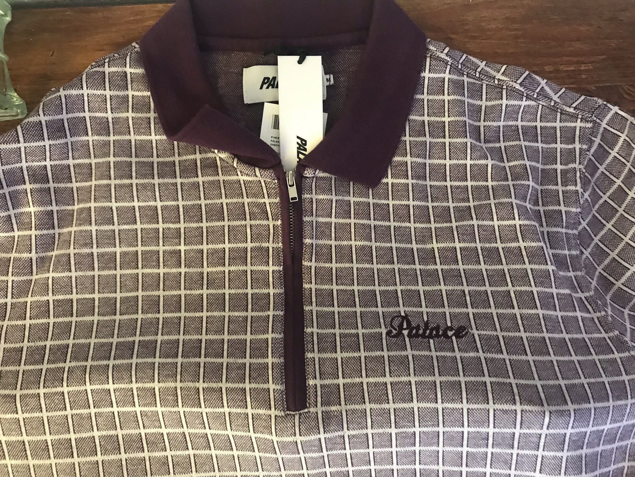 Palace Zip Top Checker Plum | Grailed