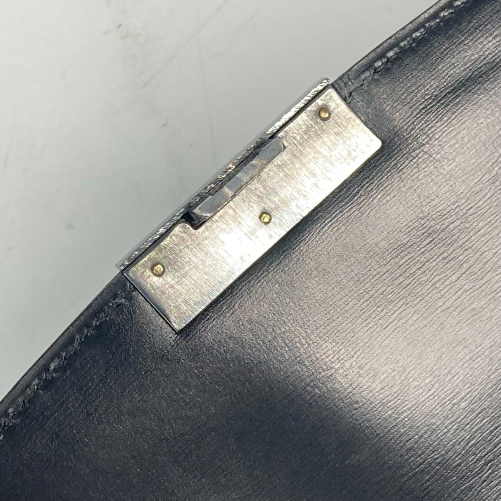 Hermes Hermes Pouch Kirius Clutch Bag with Strap Box Calf Men's Black Size ONE SIZE - 10 Thumbnail