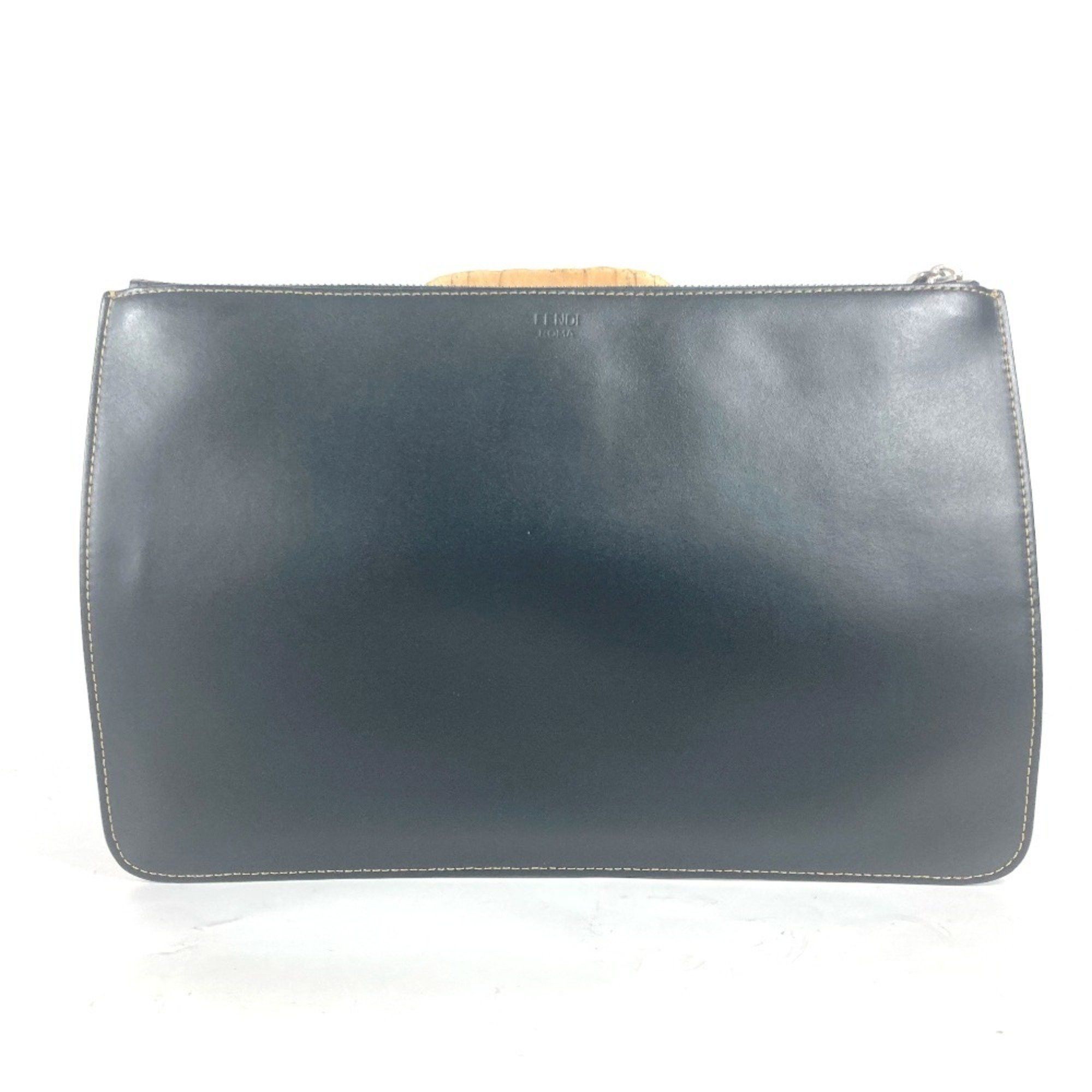 Fendi FENDI 7N0078 Pouch Zucca Clutch Bag Leather Men s Black Grailed