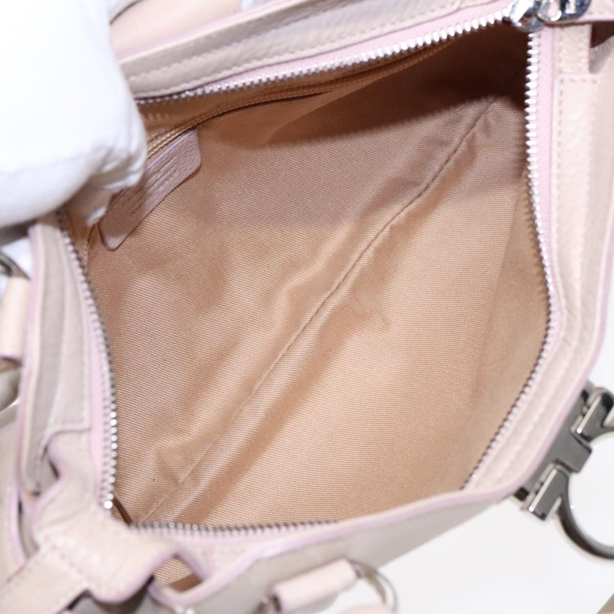Salvatore Ferragamo Gancini Beige Leather Handbag (Pre-Owned) Size ONE SIZE - 11 Thumbnail