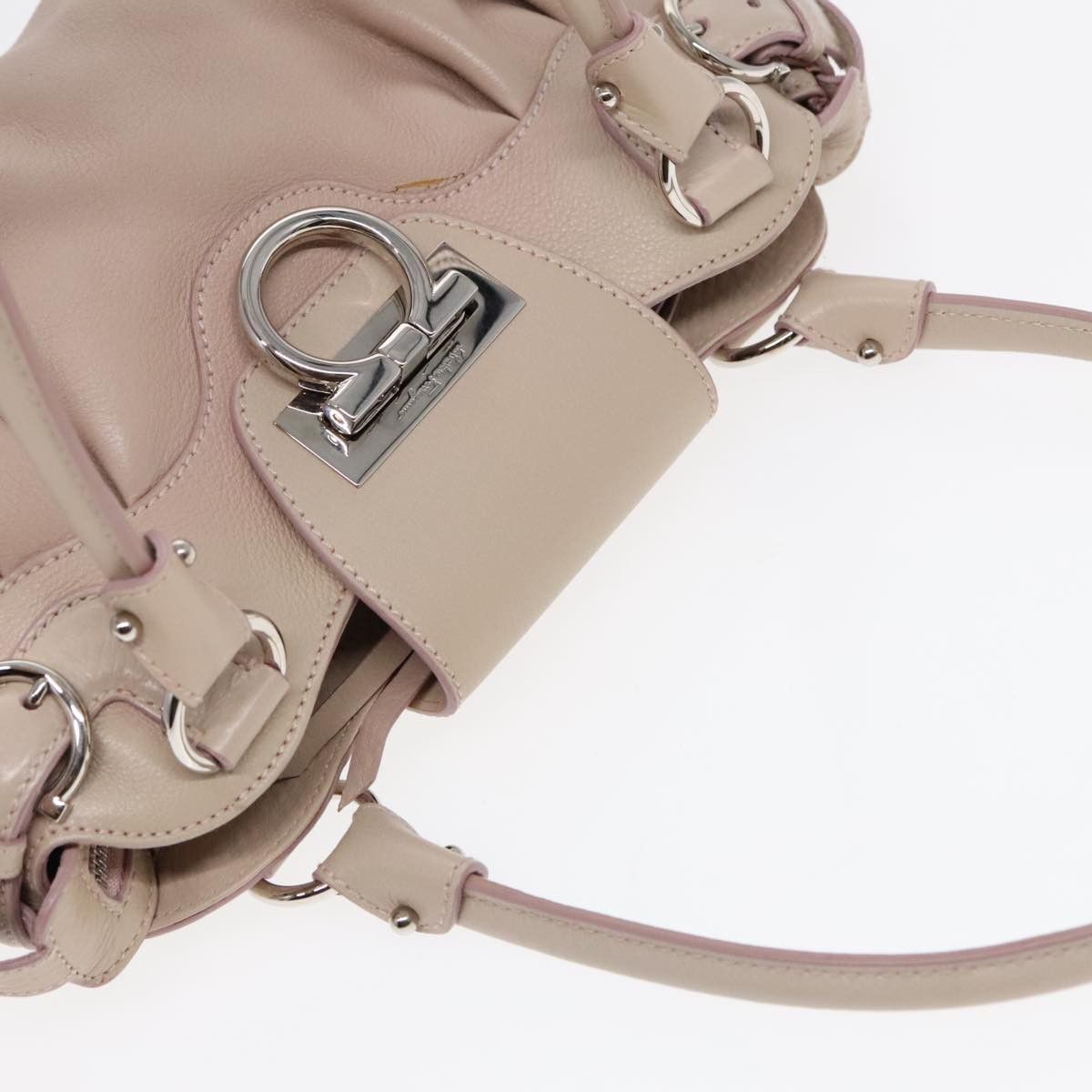 Salvatore Ferragamo Gancini Beige Leather Handbag (Pre-Owned) Size ONE SIZE - 15 Thumbnail