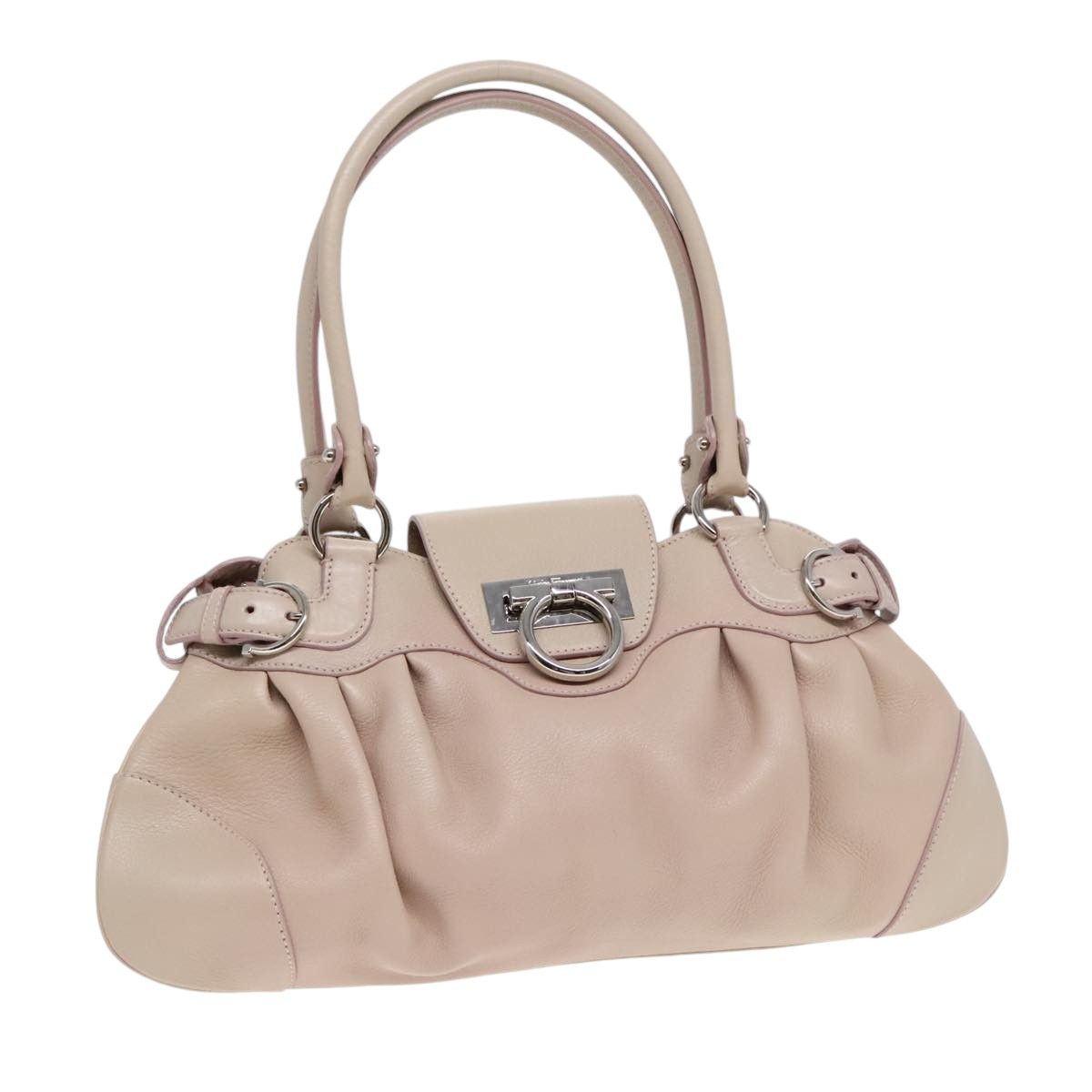 Salvatore Ferragamo Gancini Beige Leather Handbag (Pre-Owned) Size ONE SIZE - 16 Thumbnail