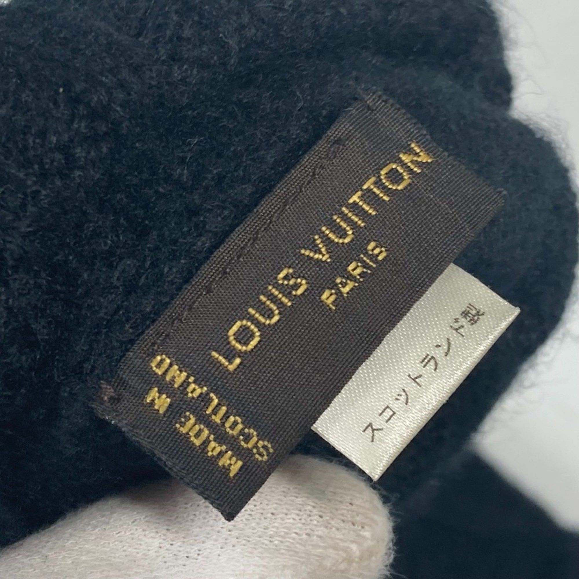 Louis Vuitton LOUIS VUITTON M72682 Leather Patch Tag Gon Helsinki Damier Gloves Cashmere Men's Black Size ONE SIZE - 10 Thumbnail